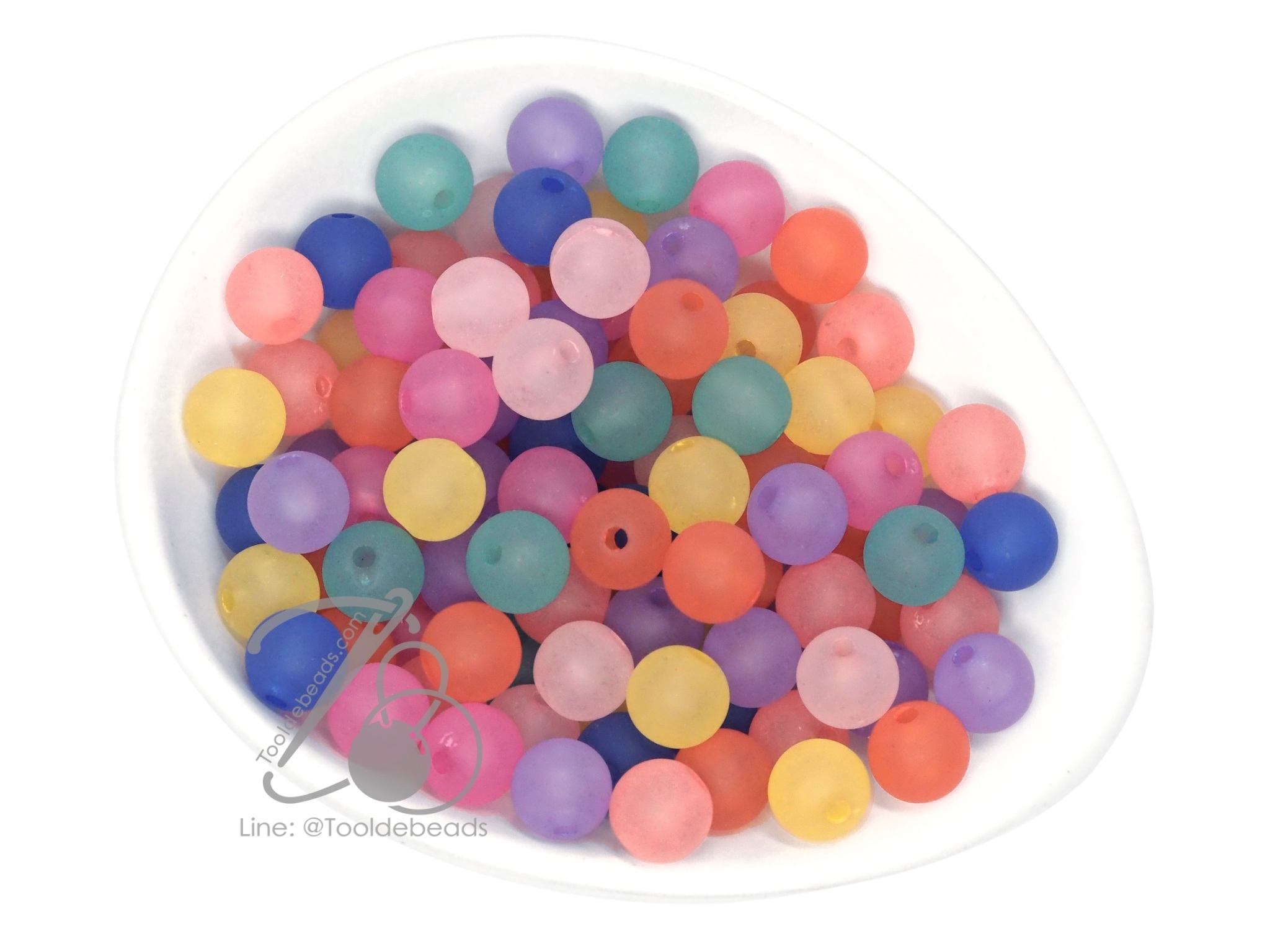 ลูกปัดเนื้อทราย 10มม. ทรงกลม สีสด (50 กรัม) SKU-11923