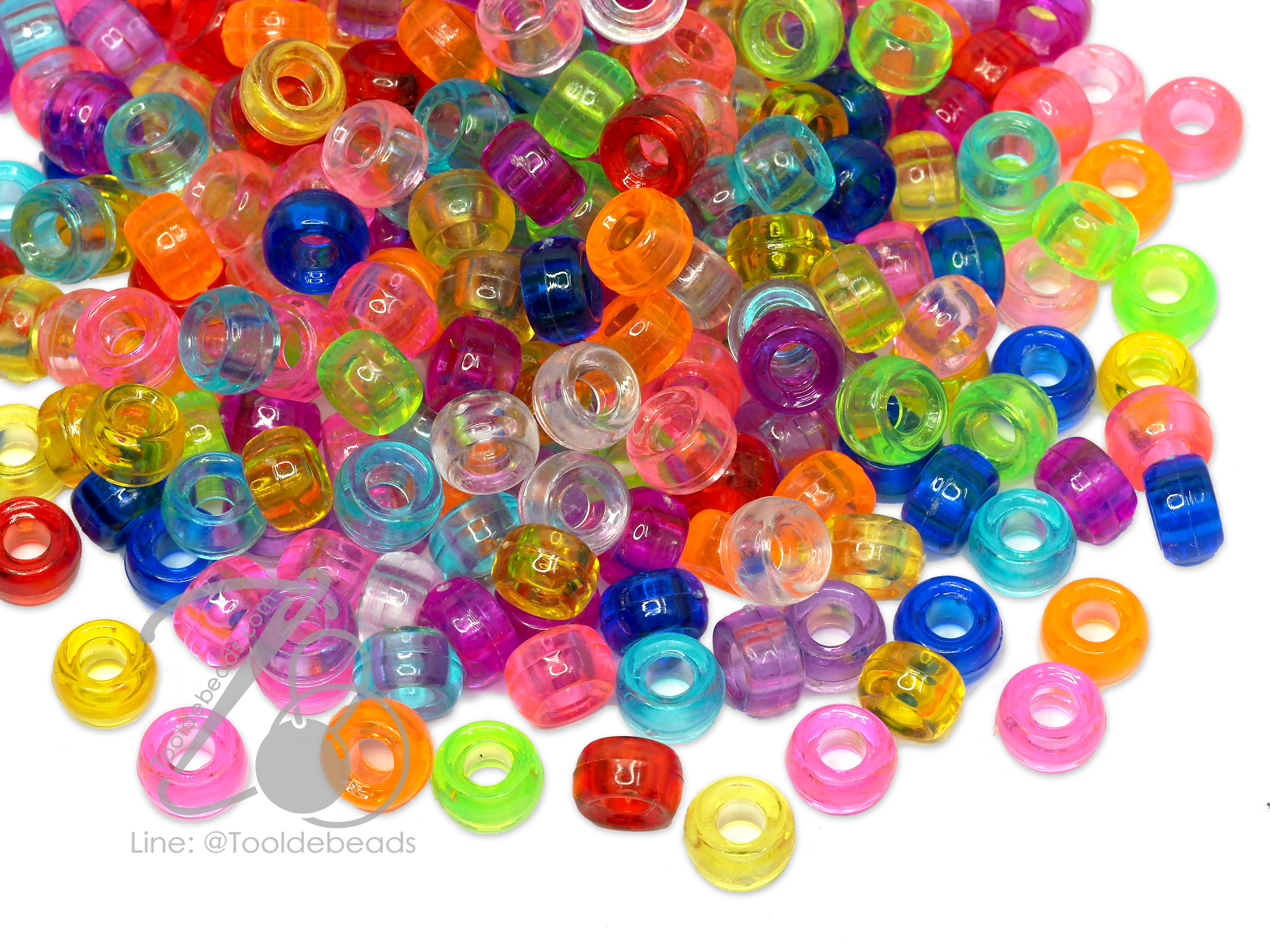 ลูกปัดกิโล ตราจระเข้ กระดูกงู 8มม. สีใส (100 กรัม) SKU-07940