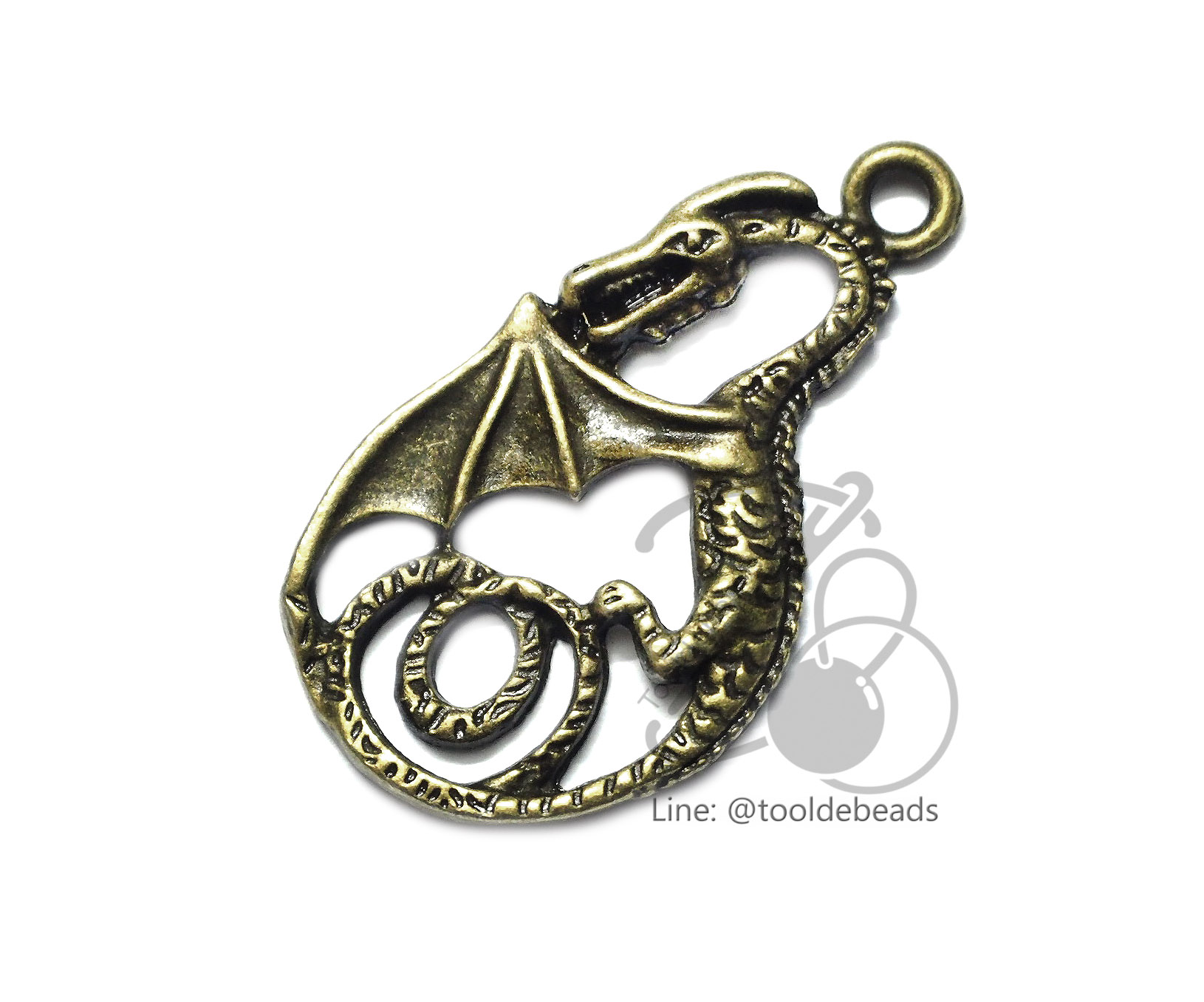 จี้เหล็ก 89 22*37มม. ลายมังกร สีสนิม (1 ชิ้น) SKU-00936