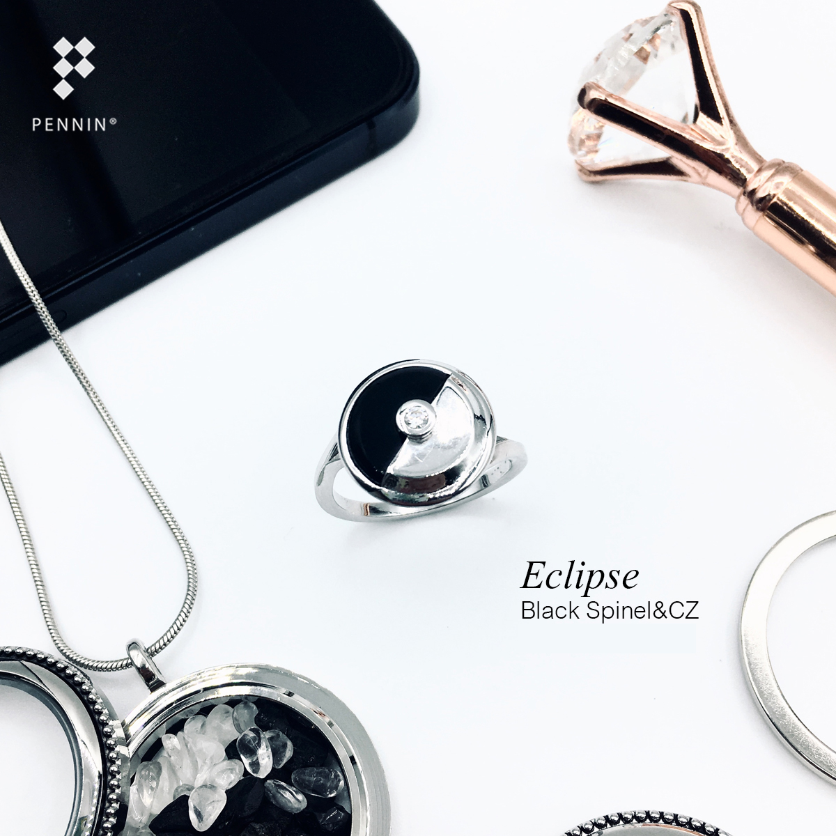 [SALE30%]Eclipse เพชรสวิส CZ ฝังกลางนิลแท้ ดุจจันทรุปราคา แหวนนิลมีสไตล์ ดึงดูดโชคลาภ ปกป้องคุ้มครอง