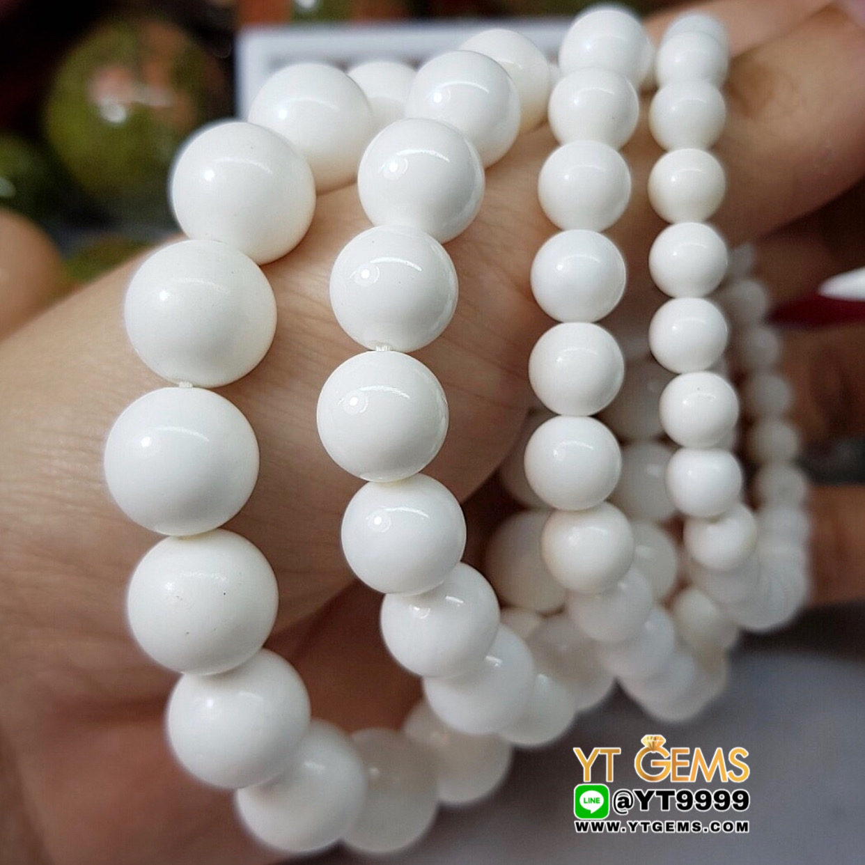 สร้อยข้อมือเปลือกมุกจ้าวสมุทร เปลือกมุกจ้าวสมุทรแท้ ขนาดหิน 8 mm YTG-8840 YTGEMS