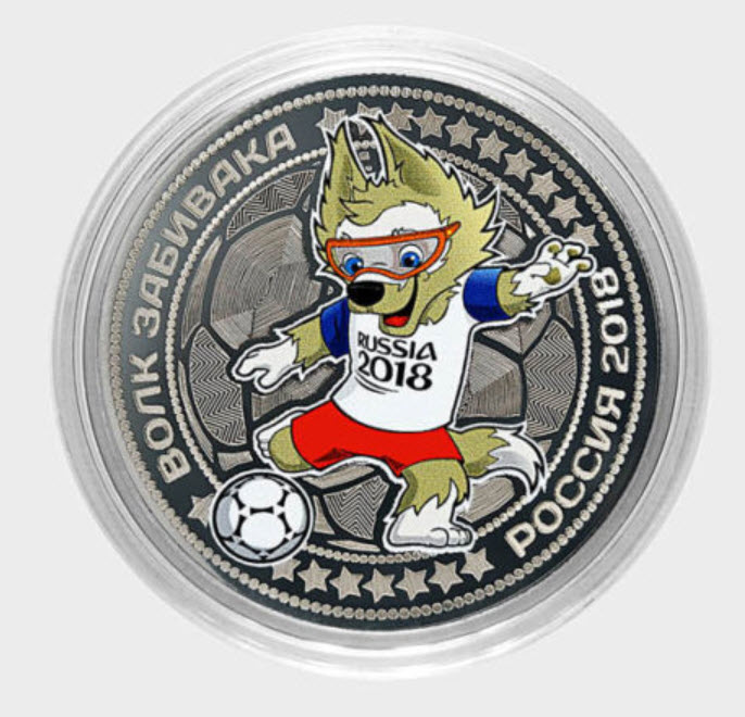 เหรียญมาสคอต Zabivaka wolf ฟุตบอลโลก 2018