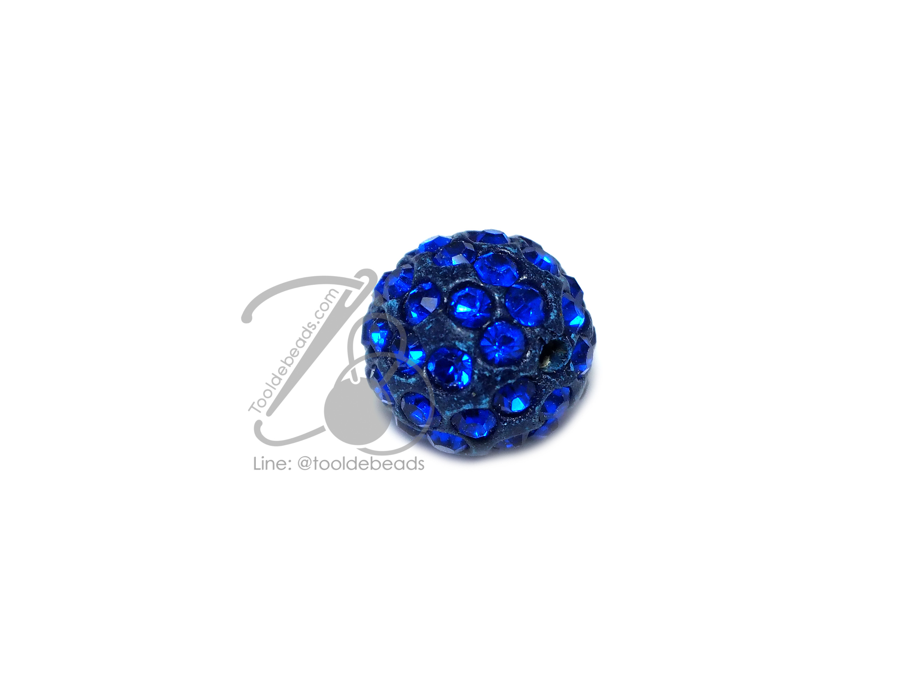ลูกปัดฝังเพชร 10มม. สีน้ำเงิน (1 ชิ้น) SKU-01547