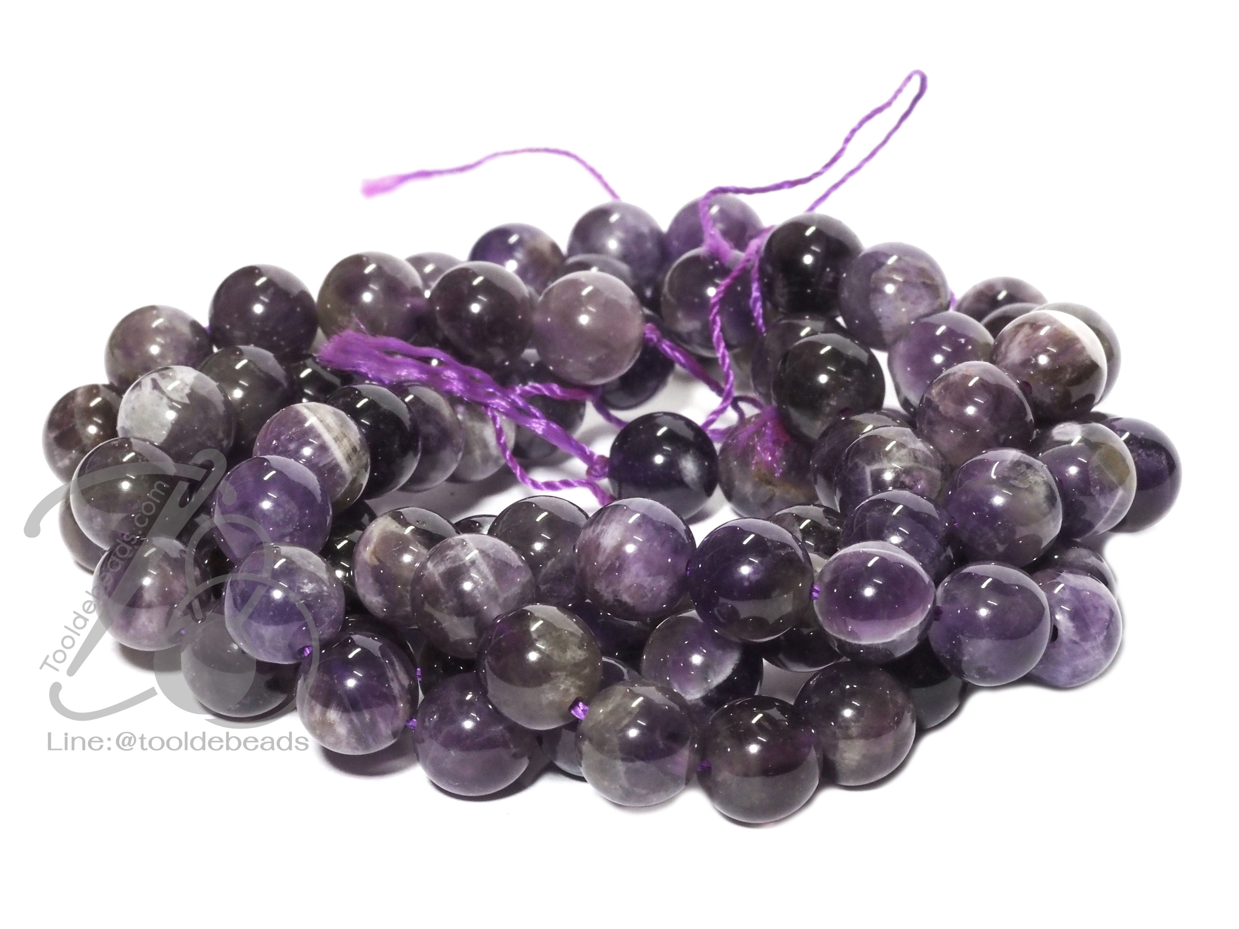 หิน Amethyst 8มม. เกรดดี (45 เม็ด) SKU-00964