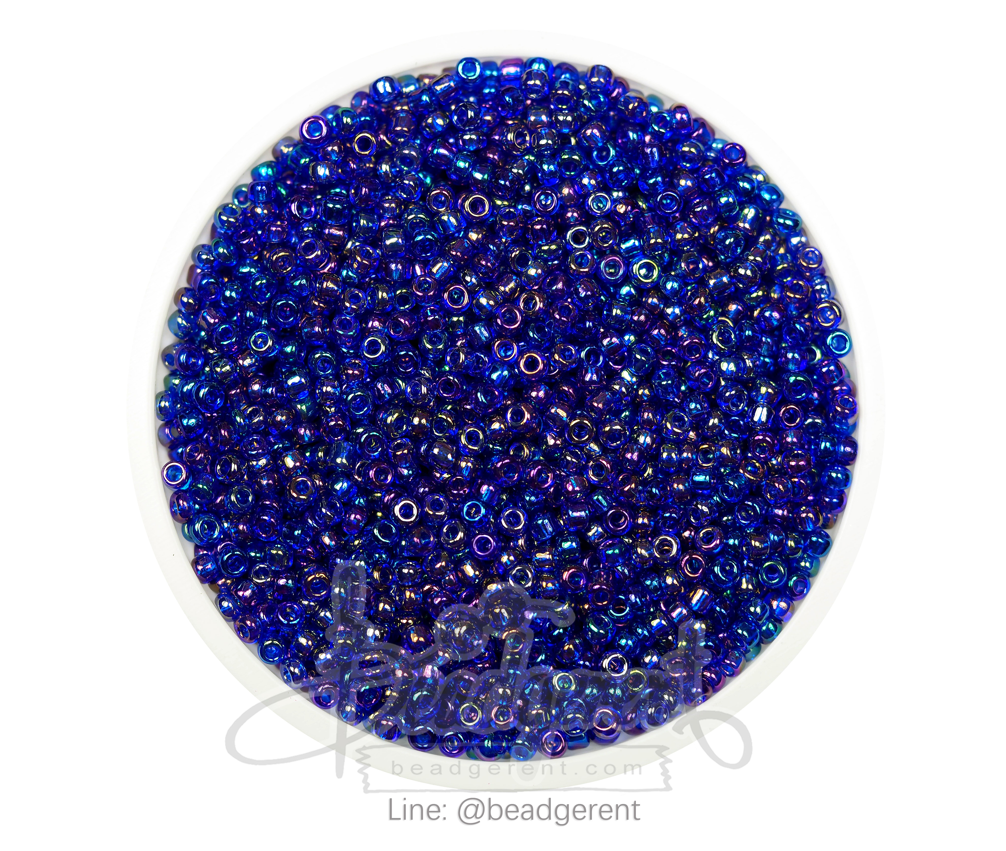 ลูกปัดเม็ดทราย 12/0 โทนรุ้ง สีน้ำเงิน (450 กรัม) SKU-04136