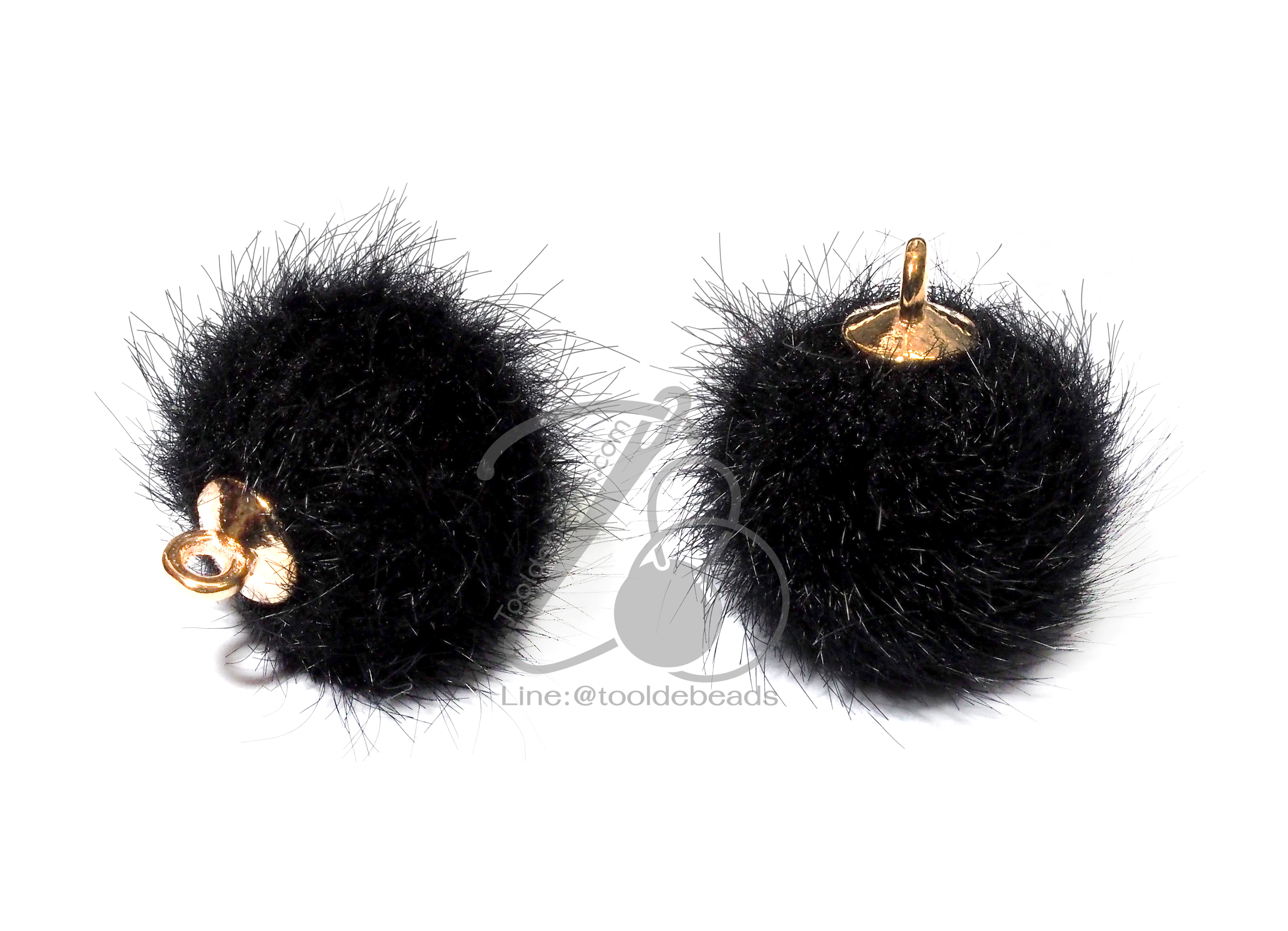 จี้บอลขน 16มม. สีดำ (1 ชิ้น) SKU-05827