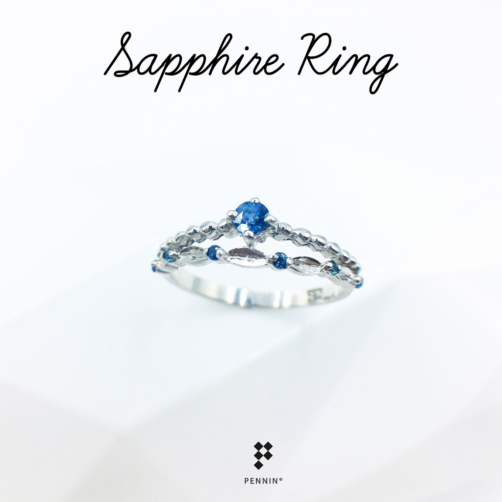 Little Miss Ring : แหวนไพลินซ้อนสองชั้น ดีไซน์มินิมอลน่ารัก พลอยแท้จากจันทบุรี เงินแท้ชุบทองขาว