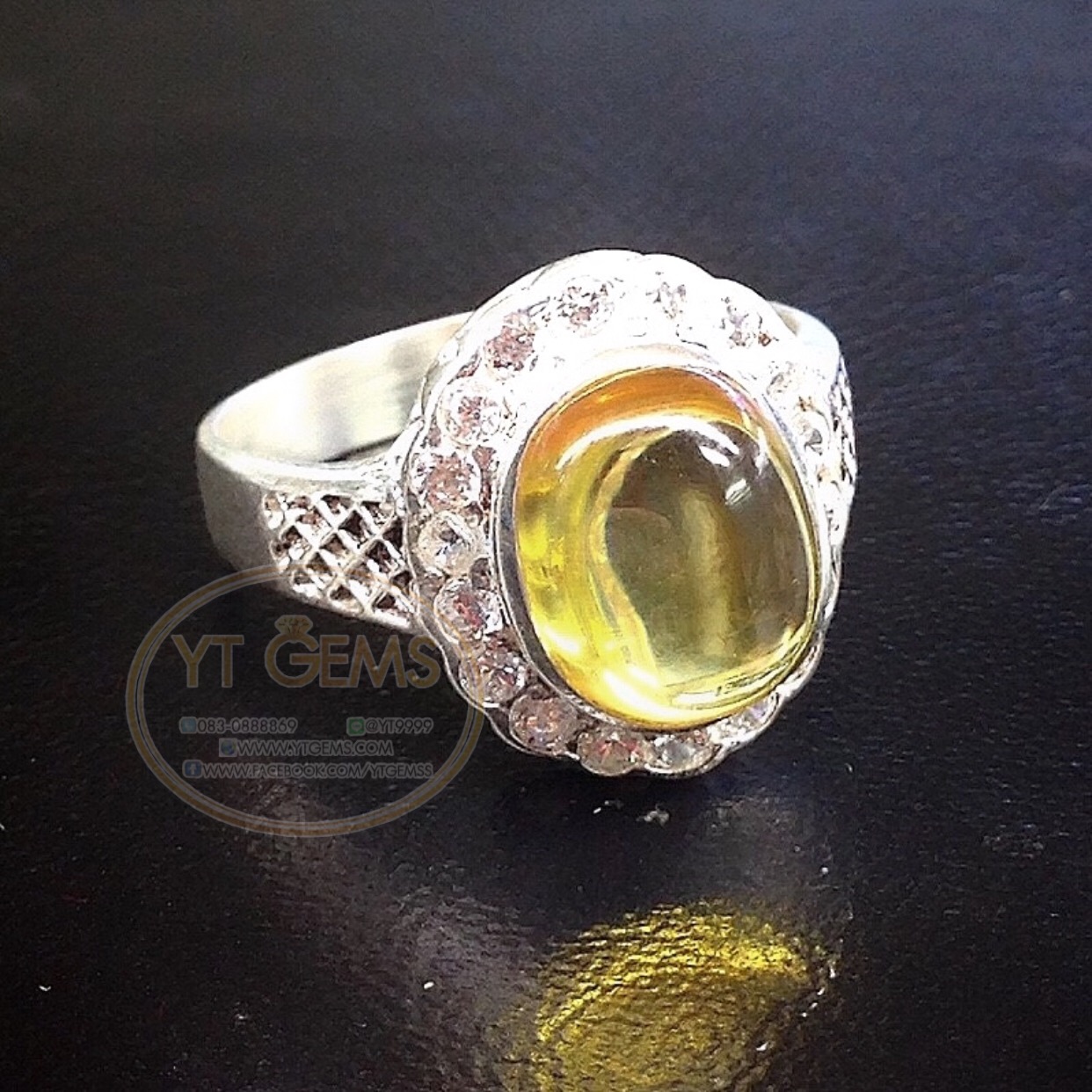แหวนเงินแท้92.5% พลอยบุษราคัม(cz) ตกแต่งเพชรSwiss YTG-5068 YTGEMS