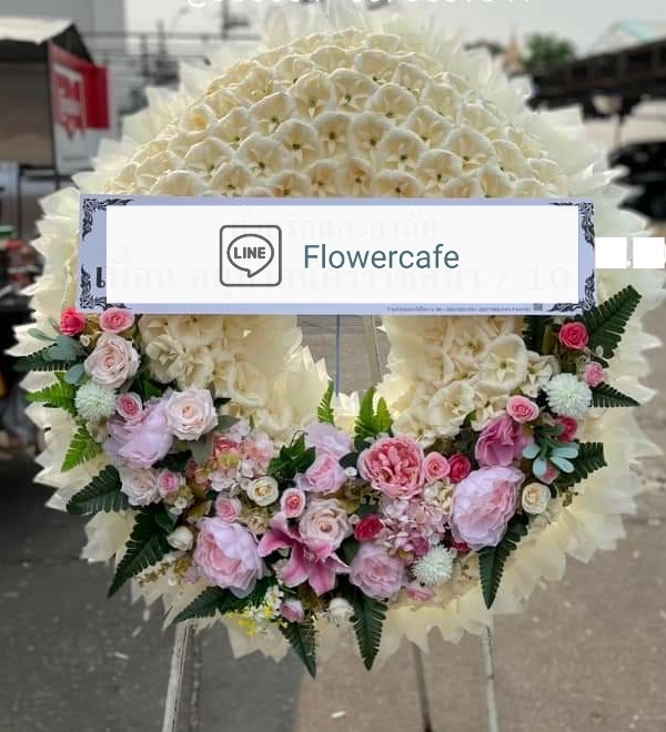 พวงหรีดดอกไม้จันทน์ ประดับดอกไม้ประดิษฐ์