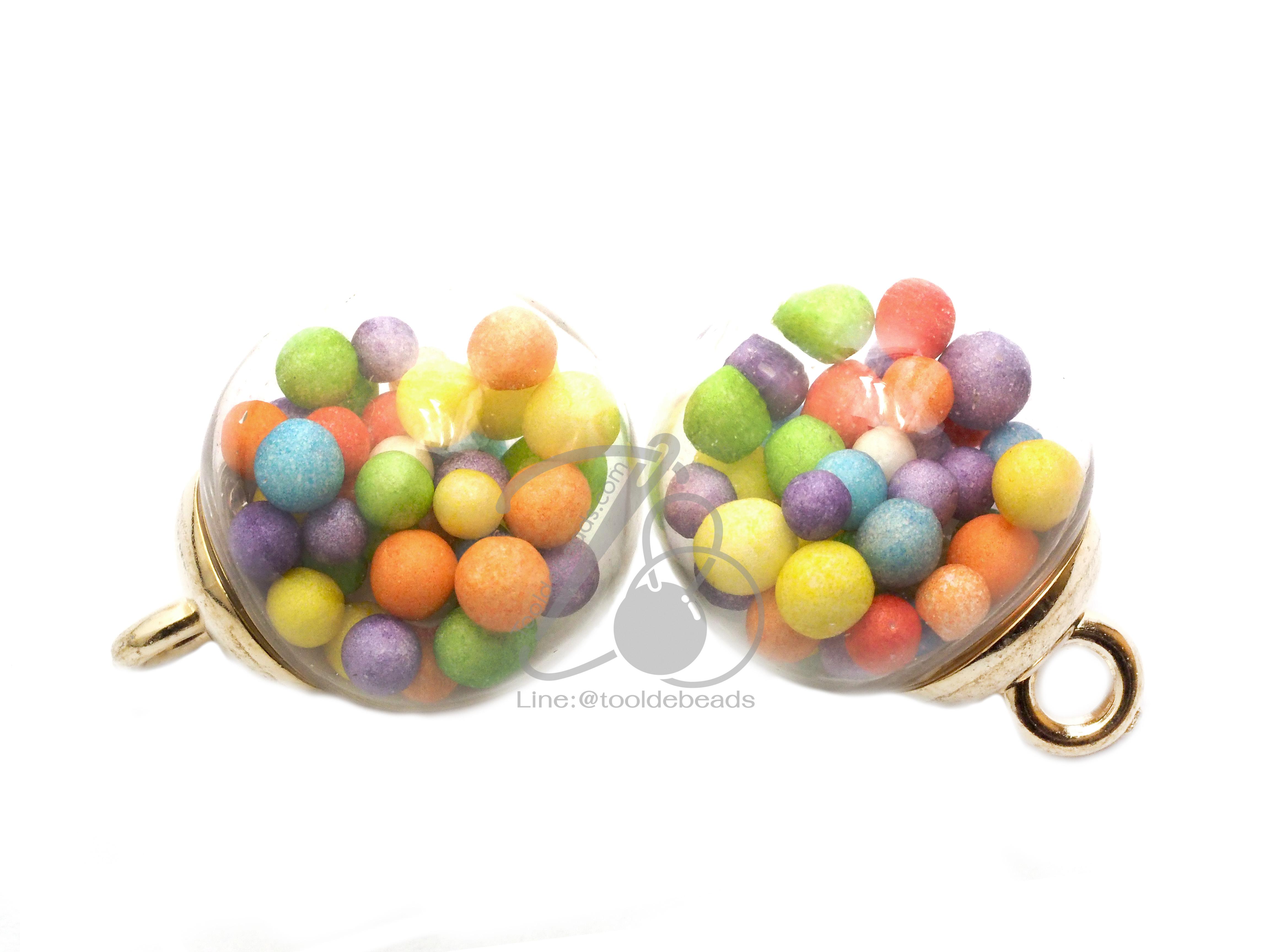จี้บอลแก้ว 16มม. ไส้โฟม คละสี (1 ชิ้น) SKU-06106