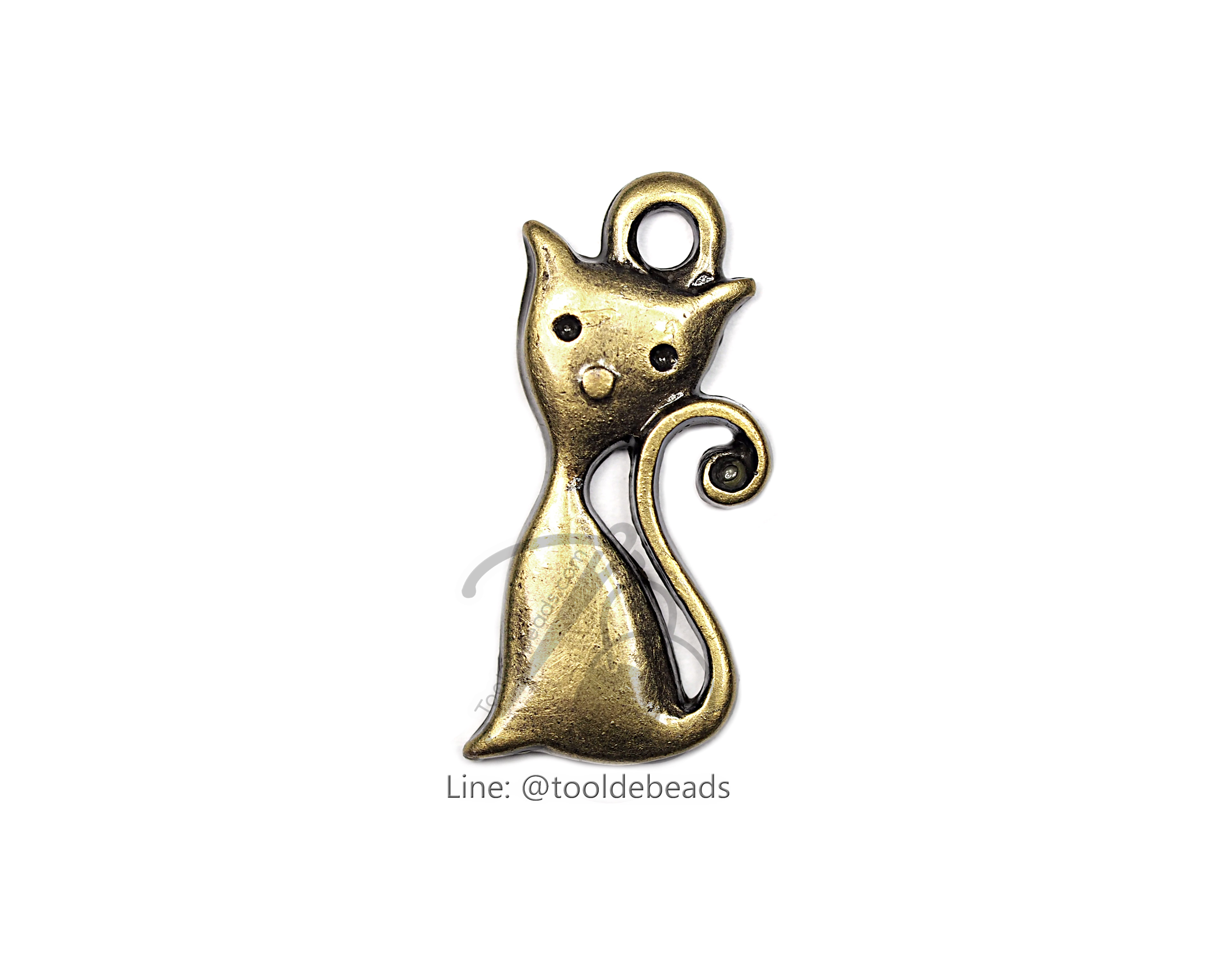 จี้เหล็ก 294 12*24มม. ลายแมว สีสนิม (1 ชิ้น) SKU-00761