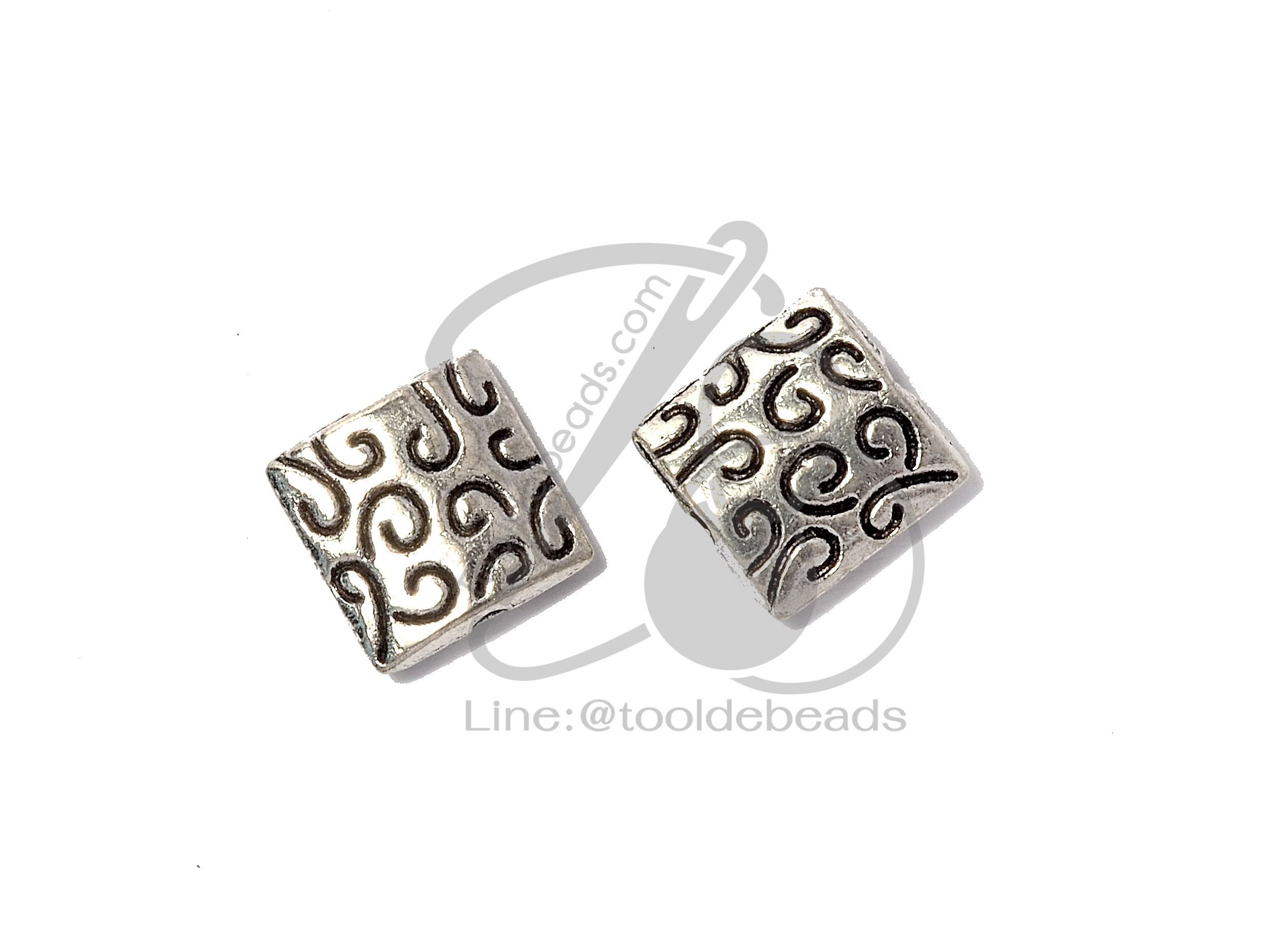 ลูกปัดโรเดียม 31 9มม. ลายสี่เหลี่ยม (1 ชิ้น) SKU-03454