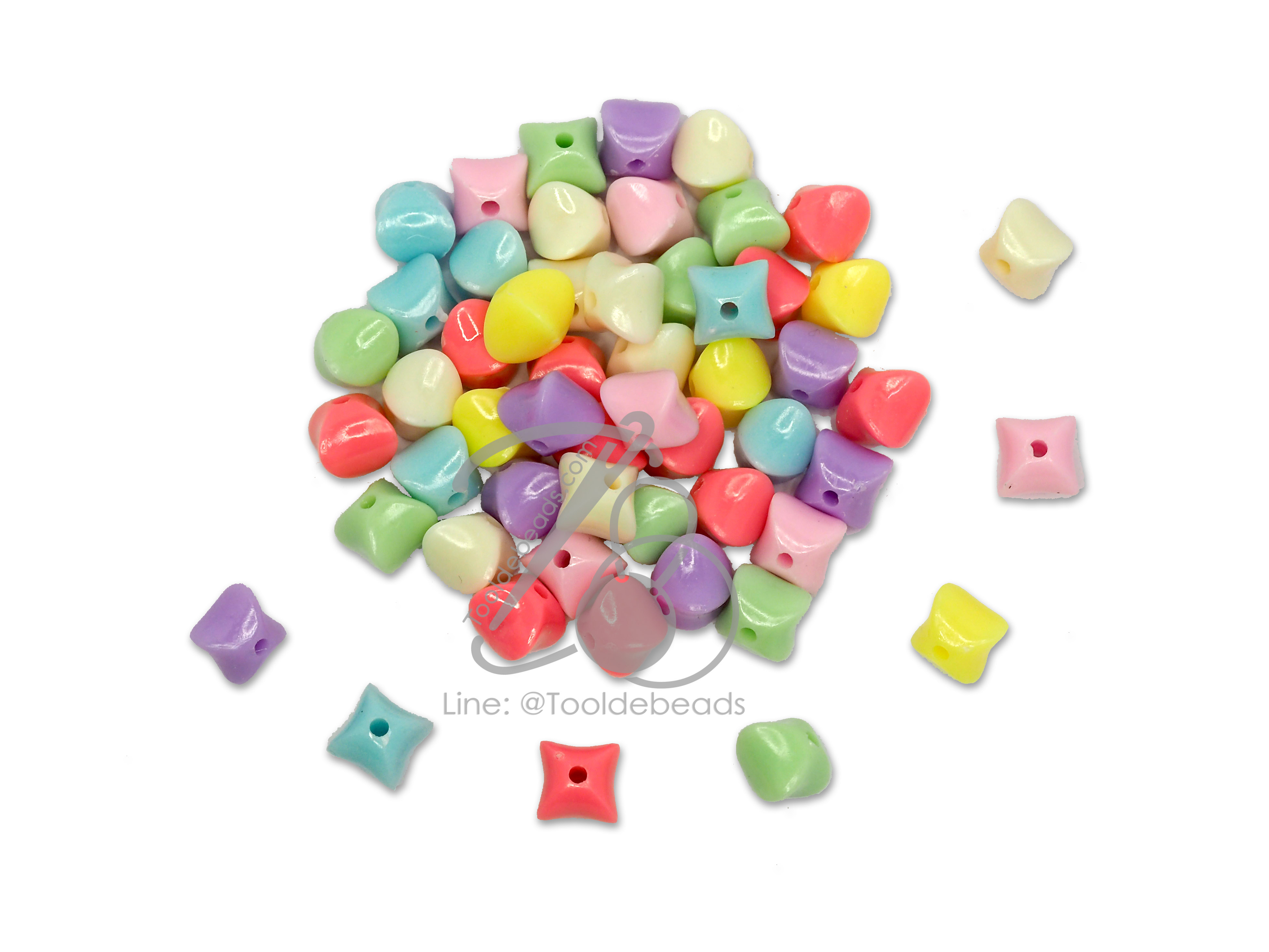ลูกปัดอะคริลิค 8มม. ลายคริสตัลเหลี่ยม สีหวาน (500 กรัม) SKU-07580