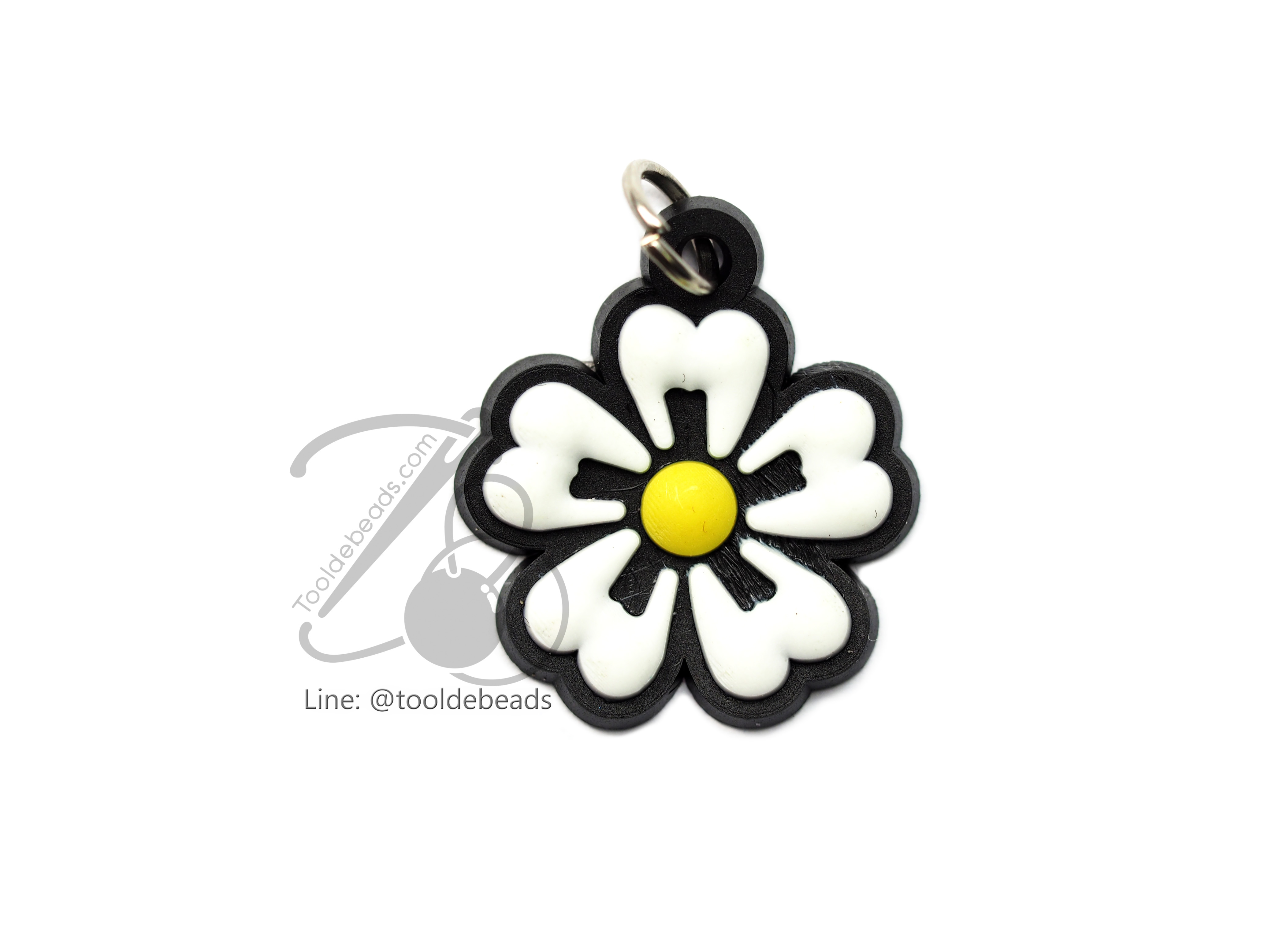 จี้ยาง ลายดอกไม้หัวใจ (1 ชิ้น) SKU-01283