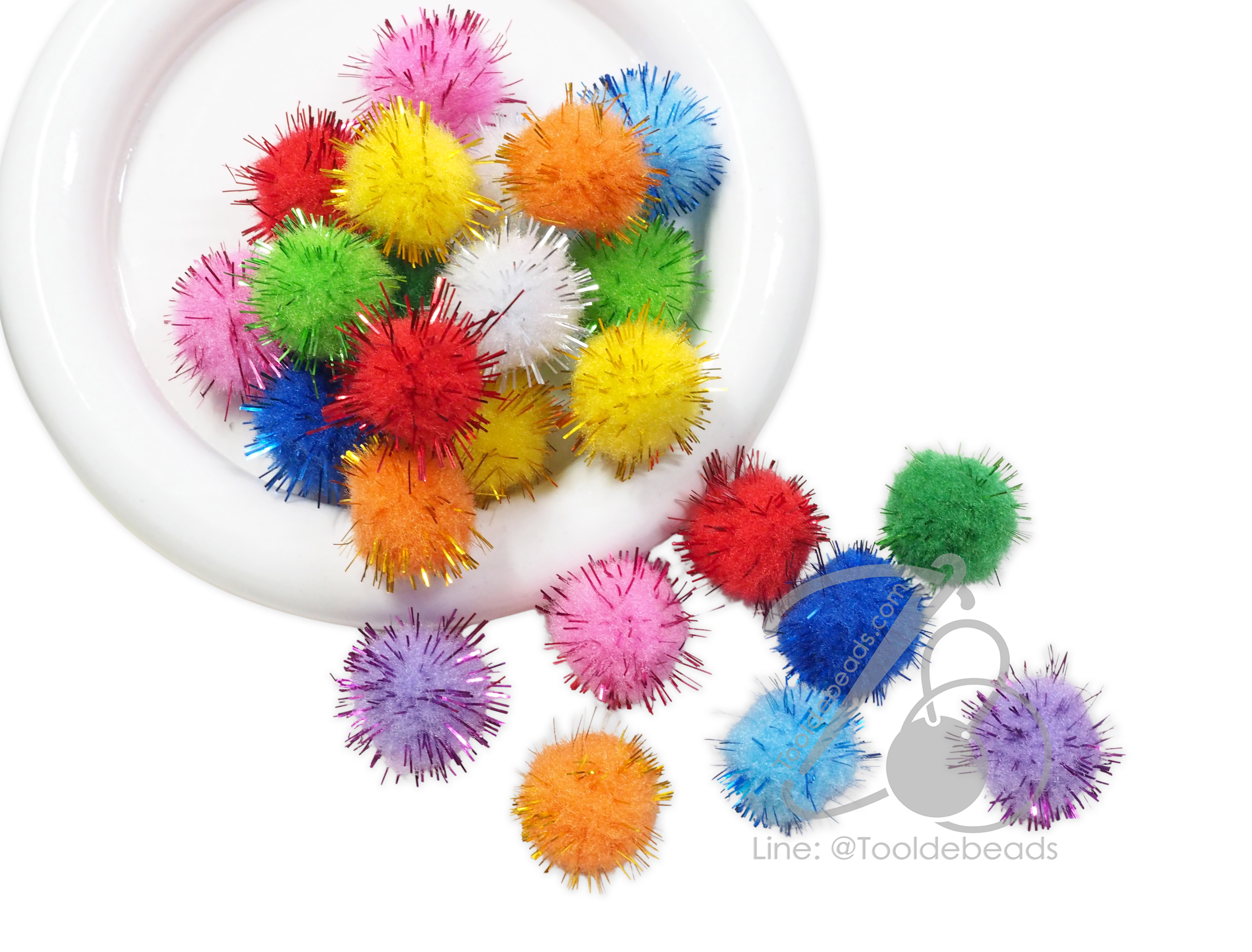 ปอมปอม 18มม. ขนวิ้ง คละสี (15 กรัม) SKU-16924