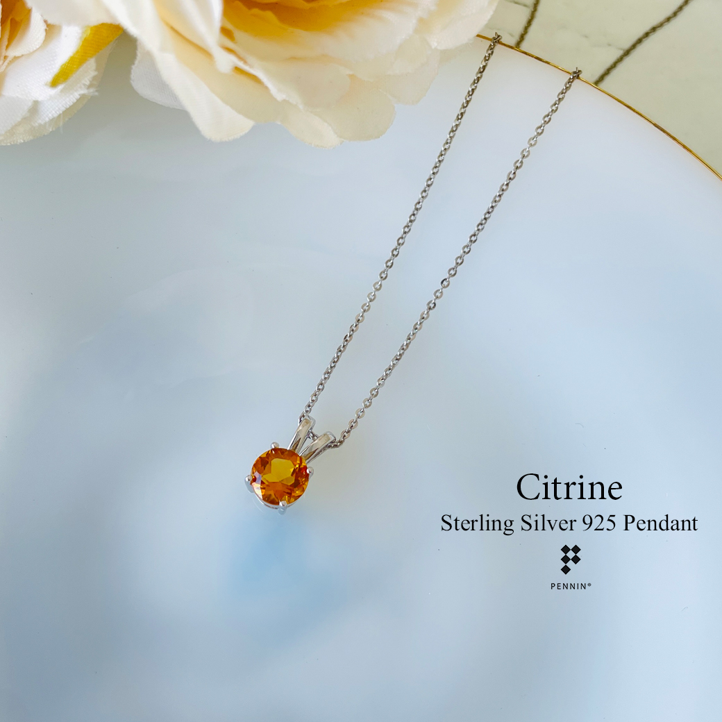 จี้พลอยแท้ซิทริน (Citrine)สวยน่ารัก หูกระต่าย เงินแท้ 925 ชุบทองคำขาว พร้อมสร้อยเงินแท้ลายโซ่เล็กๆ น่ารักยาว 16 นิ้ว