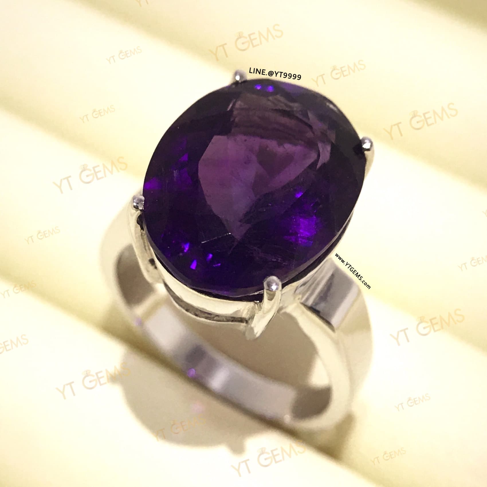แหวนอเมทิสต์ แหวนเงินแท้ ชุบทองคำขาว พลอยอเมทิสต์แท้ YTG-11420 YTGEMS