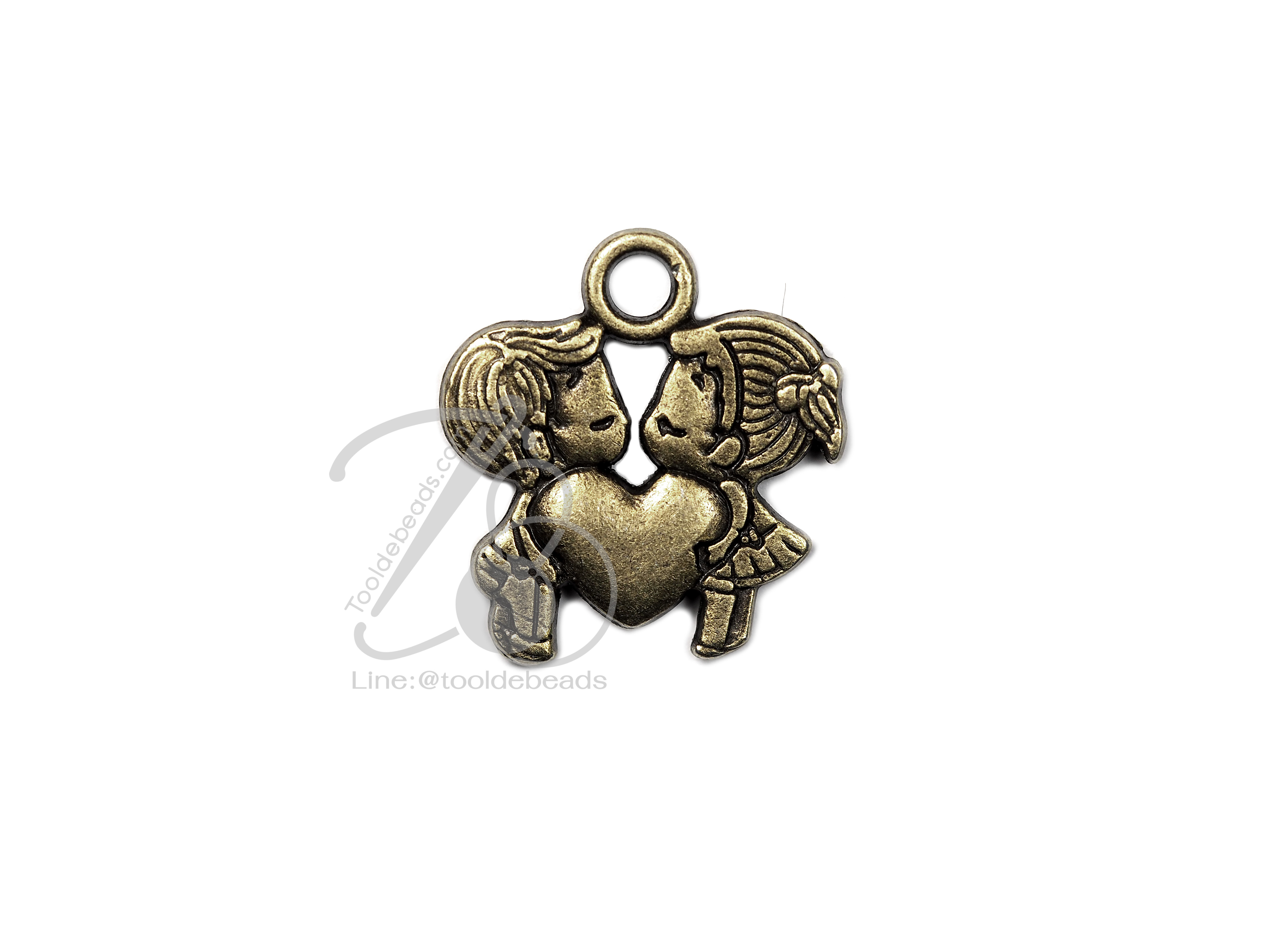 จี้เหล็ก 178 21*23มม. ลายคนคู่ สีสนิม (1 ชิ้น) SKU-00552