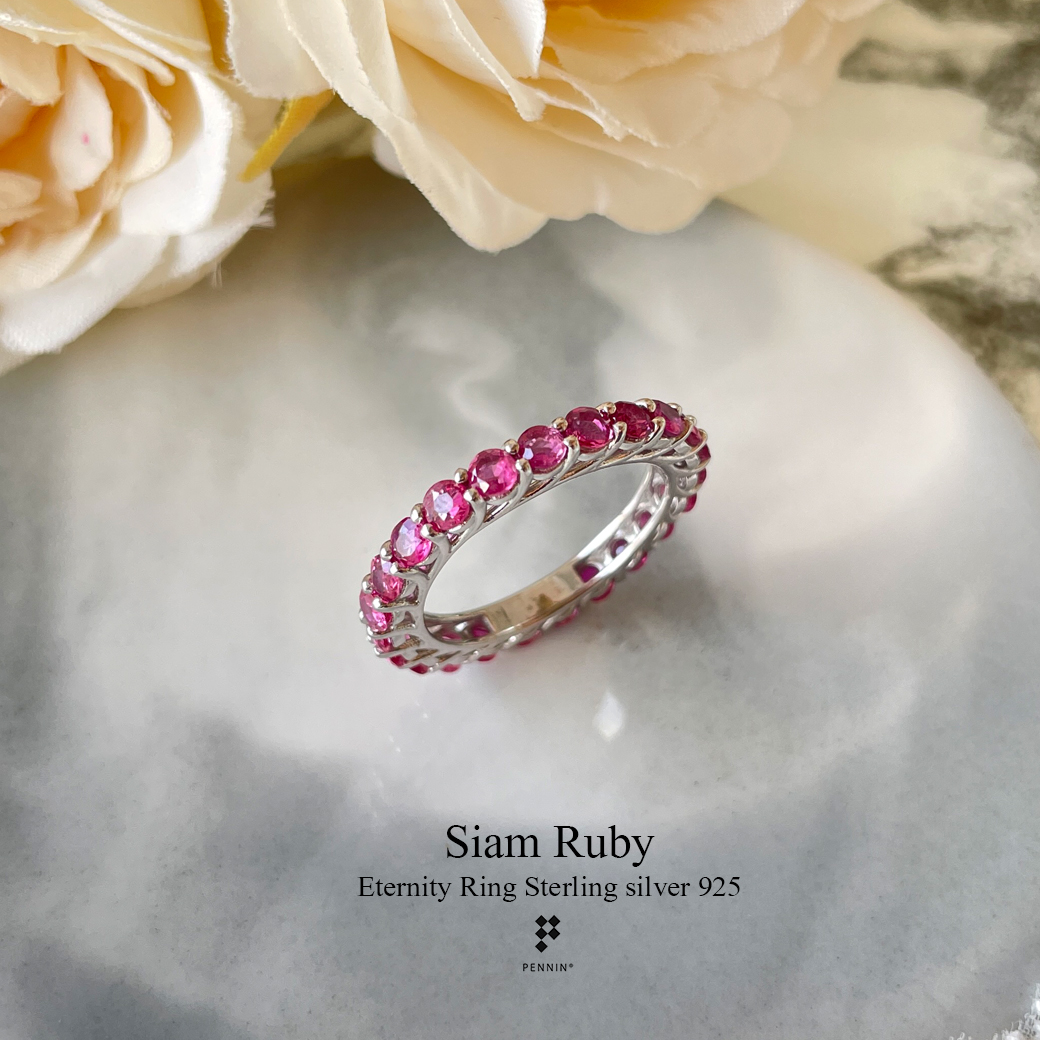 EYANA: Eternity Ring: แหวนพลอยรอบวง ทับทิมสยาม สีแดงอมชมพูหวาน นำโชคด้านความรัก ความสำเร็จ ไม่มีที่สิ้นสุด