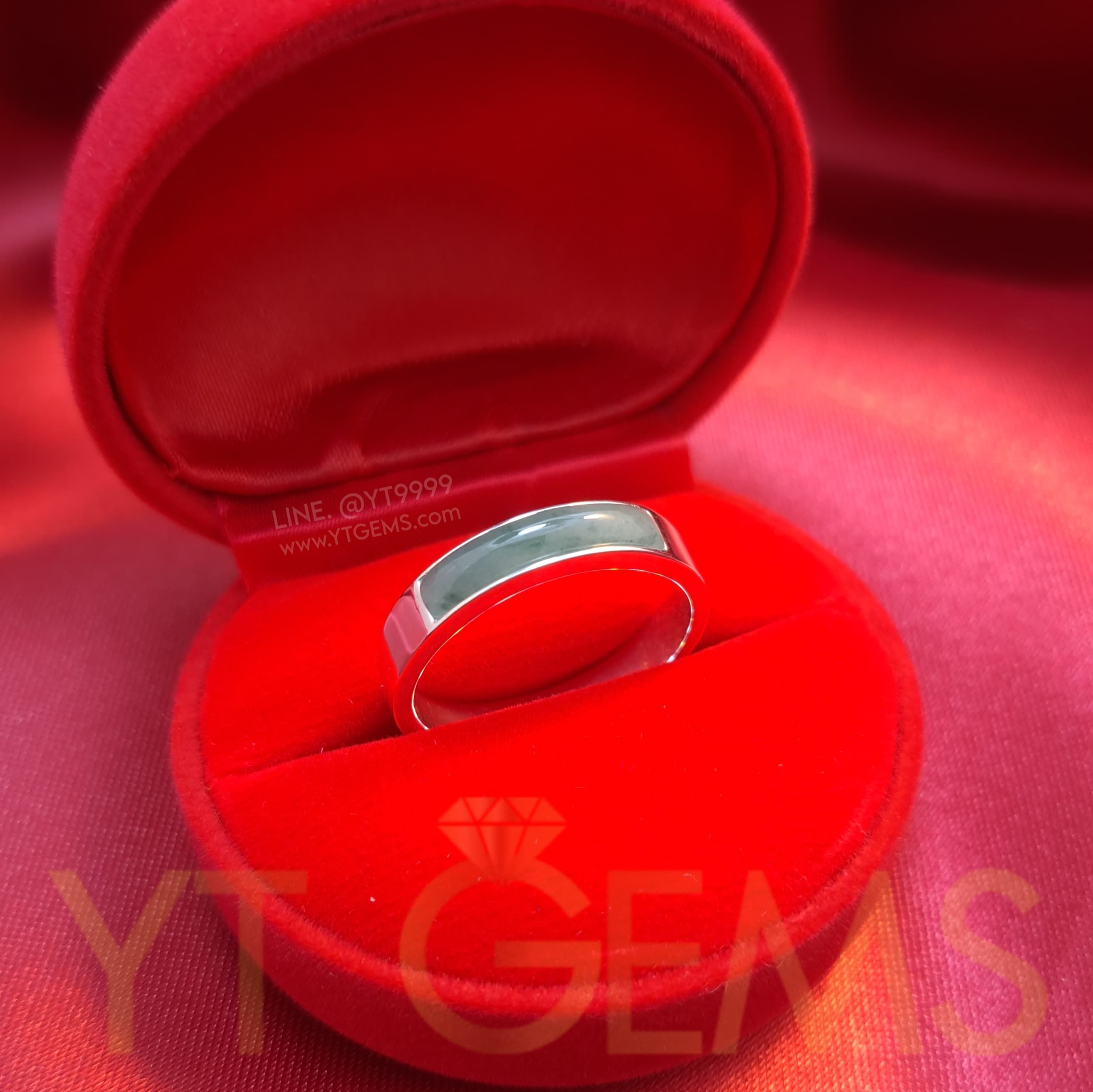 [สำหรับ ราคาส่ง ขั้นต่ำ 5 ชิ้น] แหวน หยกแท้ เงินแท้ หยกบลู Jadeite A กัวเตมาลา YTG-4367-WH YTGEMS 5 ชิ้น