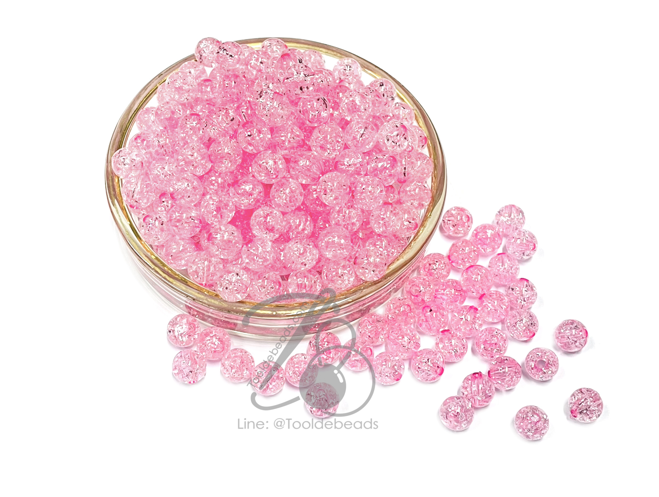 ลูกปัดอะคริลิค 8มม. ลายเกล็ดหิมะ สีใส (80 กรัม) SKU-13095