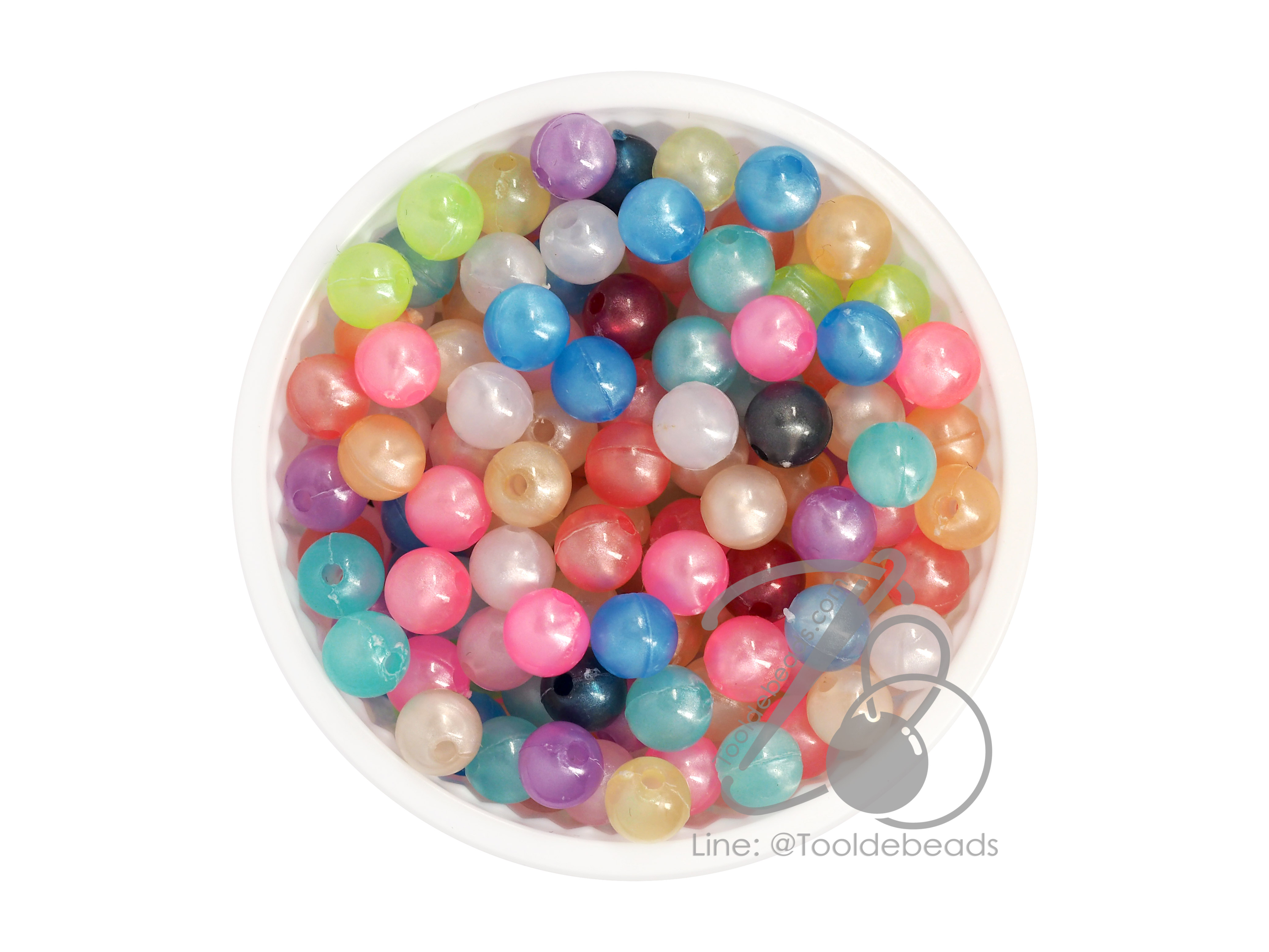 ลูกปัดกิโล ตราเสือ 6มม. โทนมุก (100 กรัม) SKU-08602