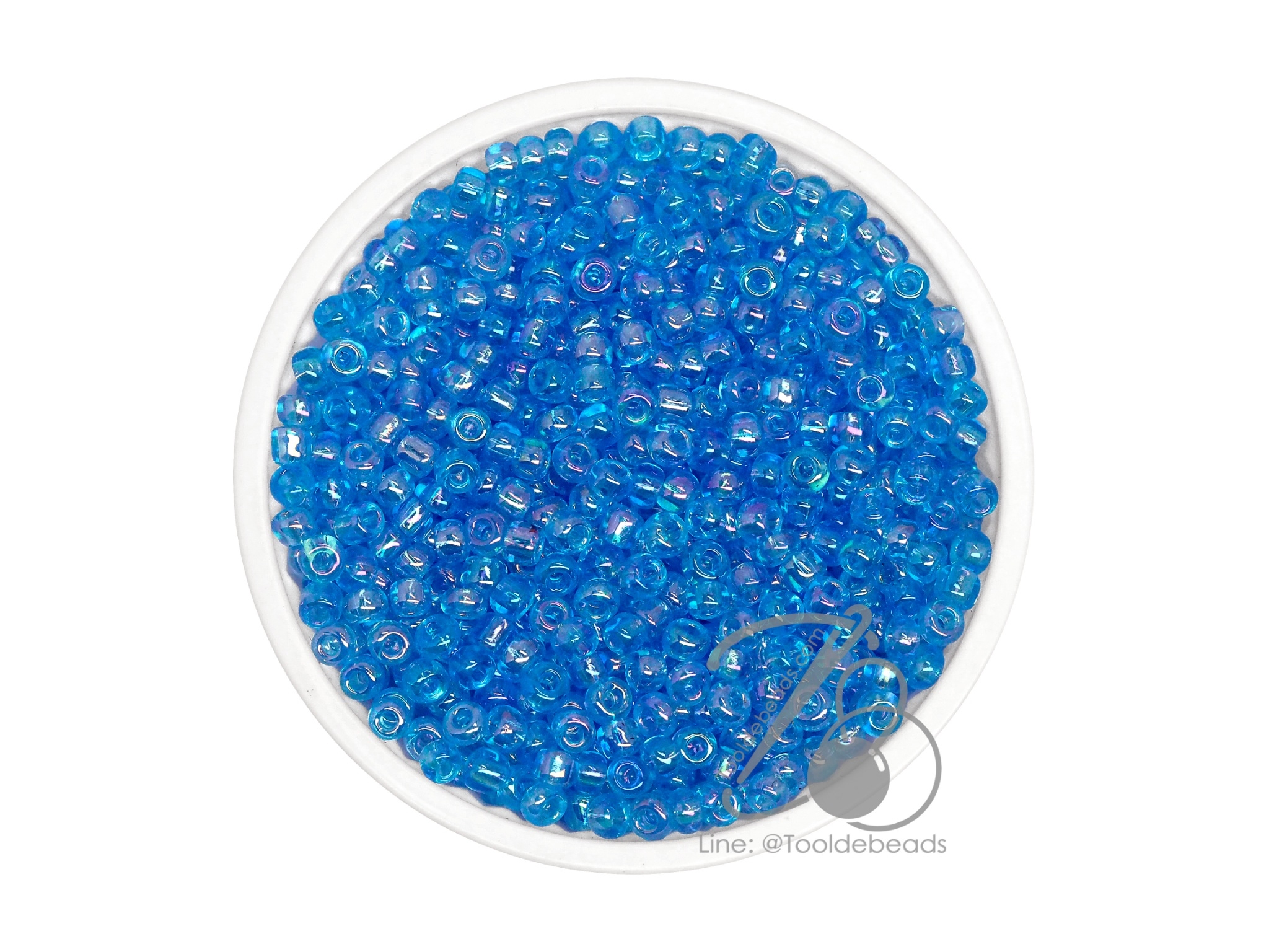 ลูกปัดเม็ดทราย 8/0 โทนรุ้ง สีฟ้า (100 กรัม) SKU-04017