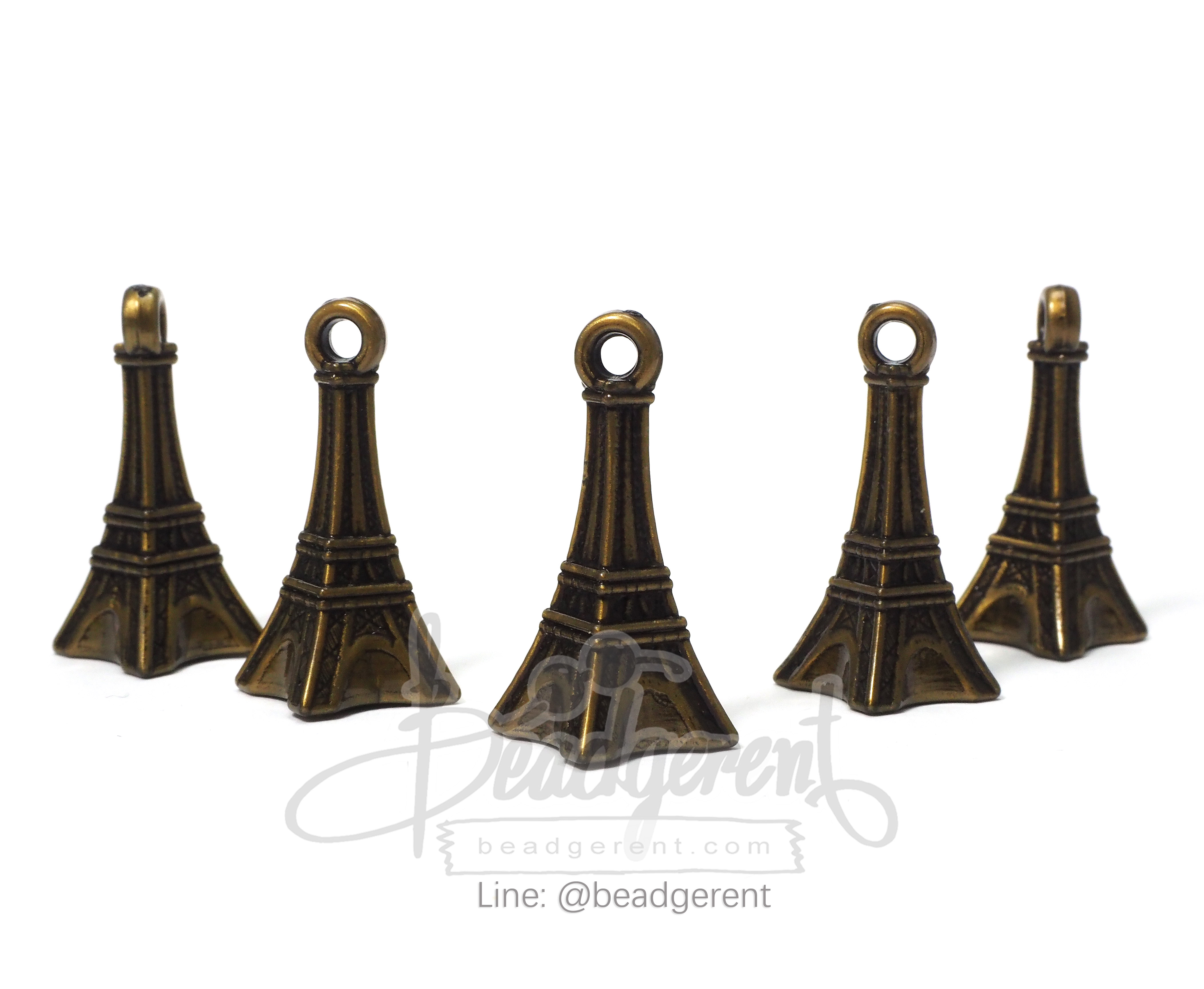 จี้อะคริลิค 12*30มม. ลายหอไอเฟล สีสนิม (100 กรัม) SKU-03073