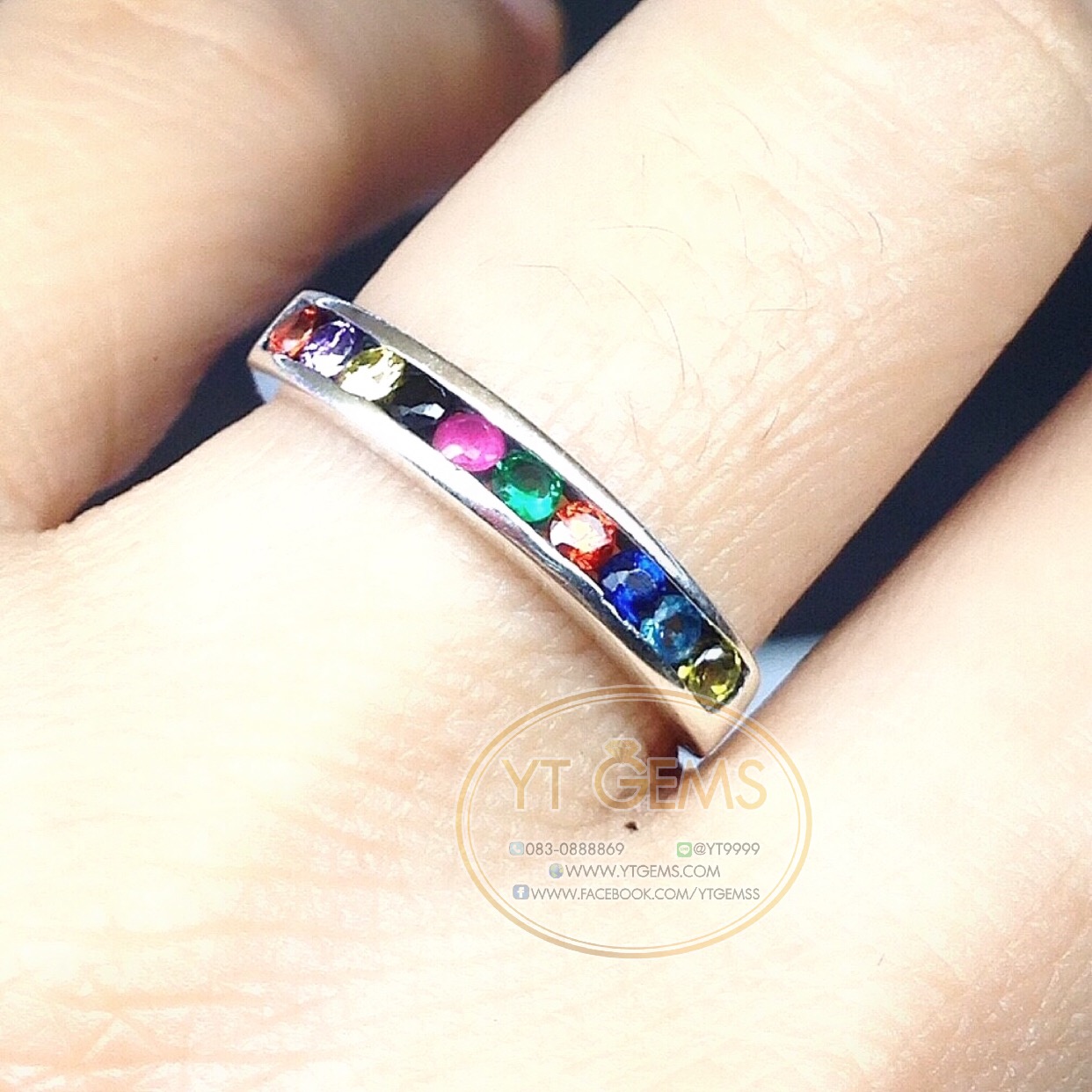 แหวนนพเก้า แหวนเงินแท้ พลอยหลากสี(cz) YTG-4483 YTGEMS