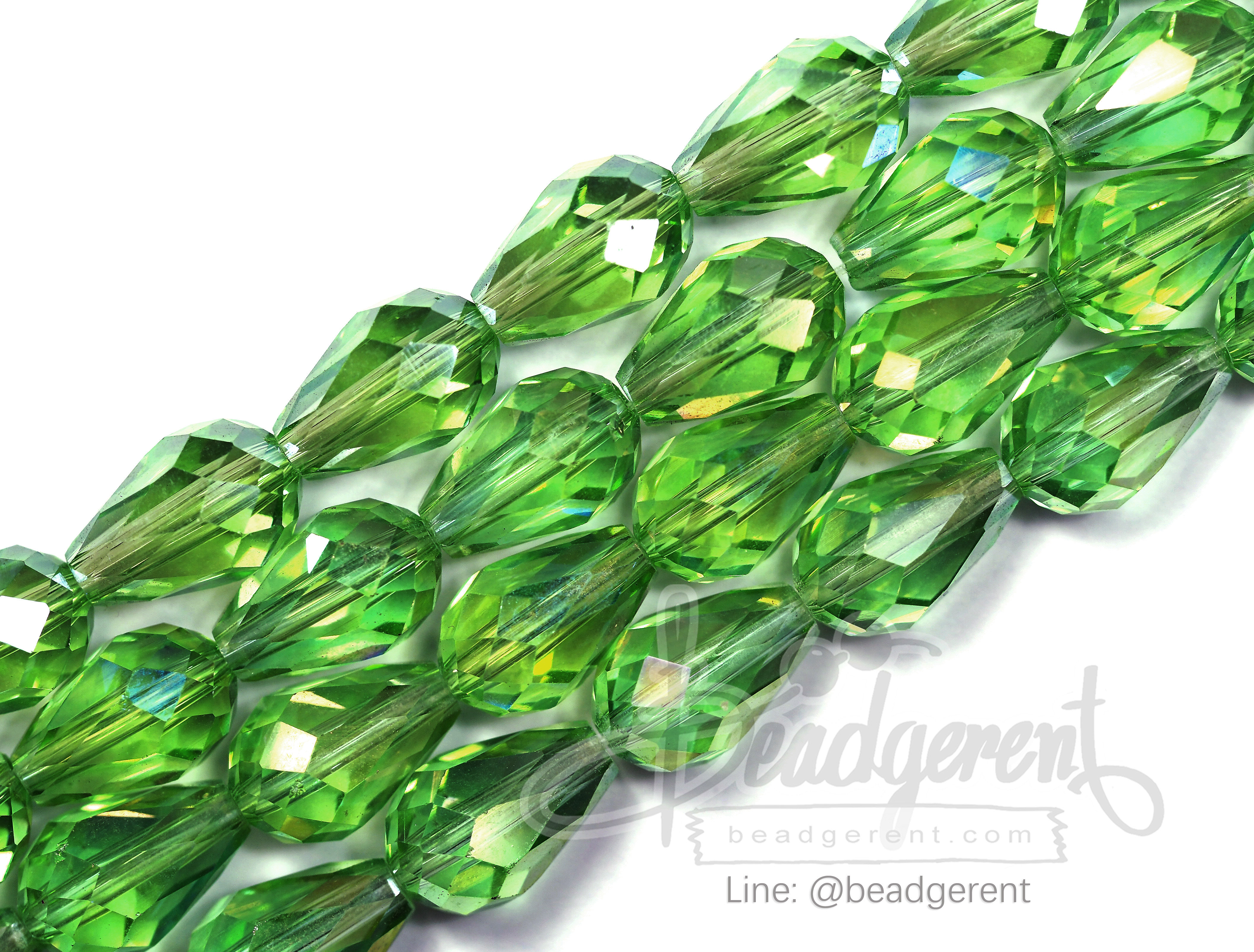 คริสตัลโมดาห์ 8*12มม. สีเขียวเข้ม (60 เม็ด) SKU-02707