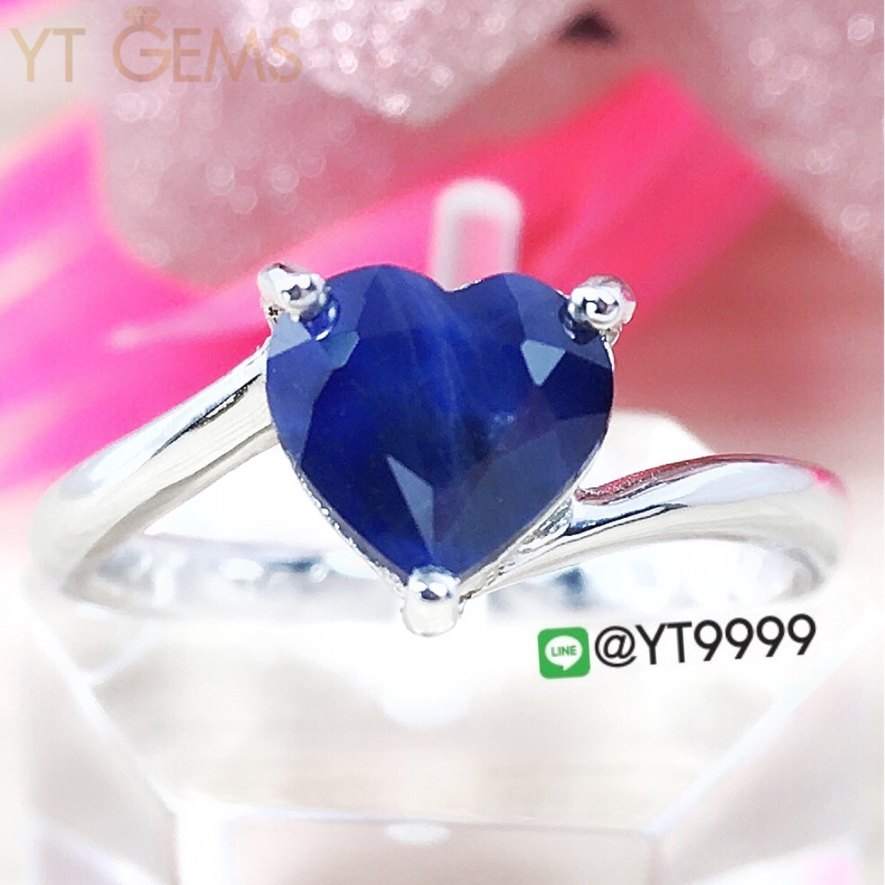 แหวนไพลิน แหวนเงินแท้92.5% ชุบทองคำขาว พลอยไพลินแท้ YTG-3175 YTGEMS