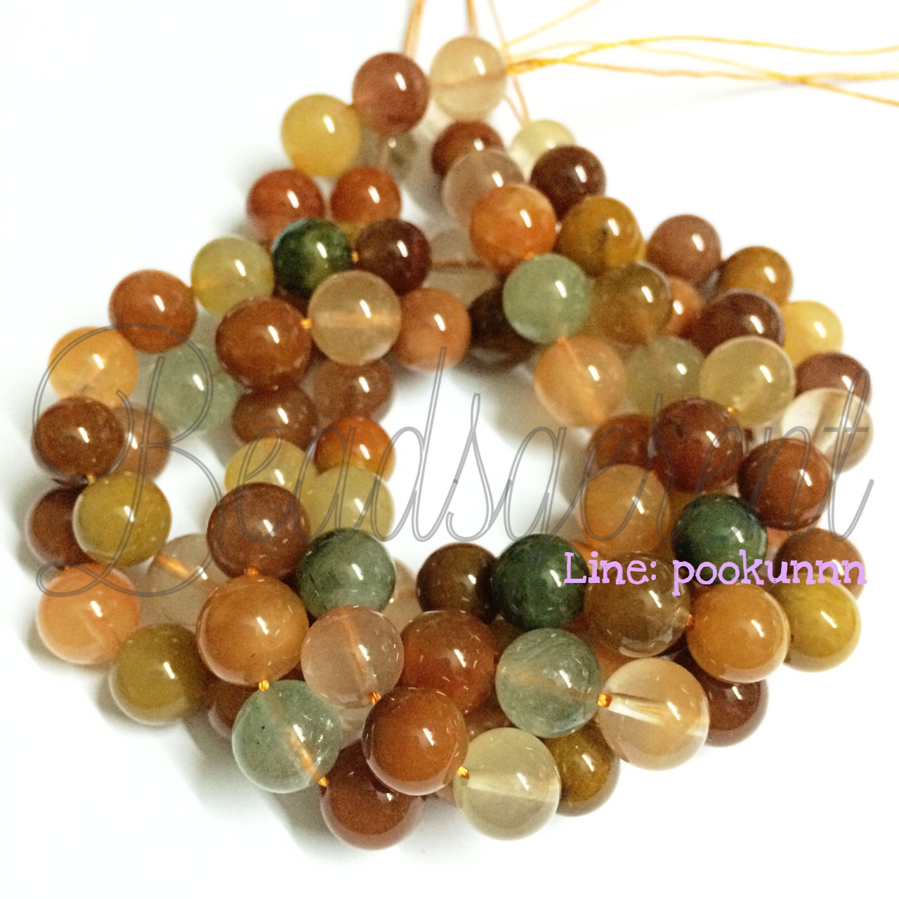 หิน ไหม5สี 9มม. (42 เม็ด) SKU-01469
