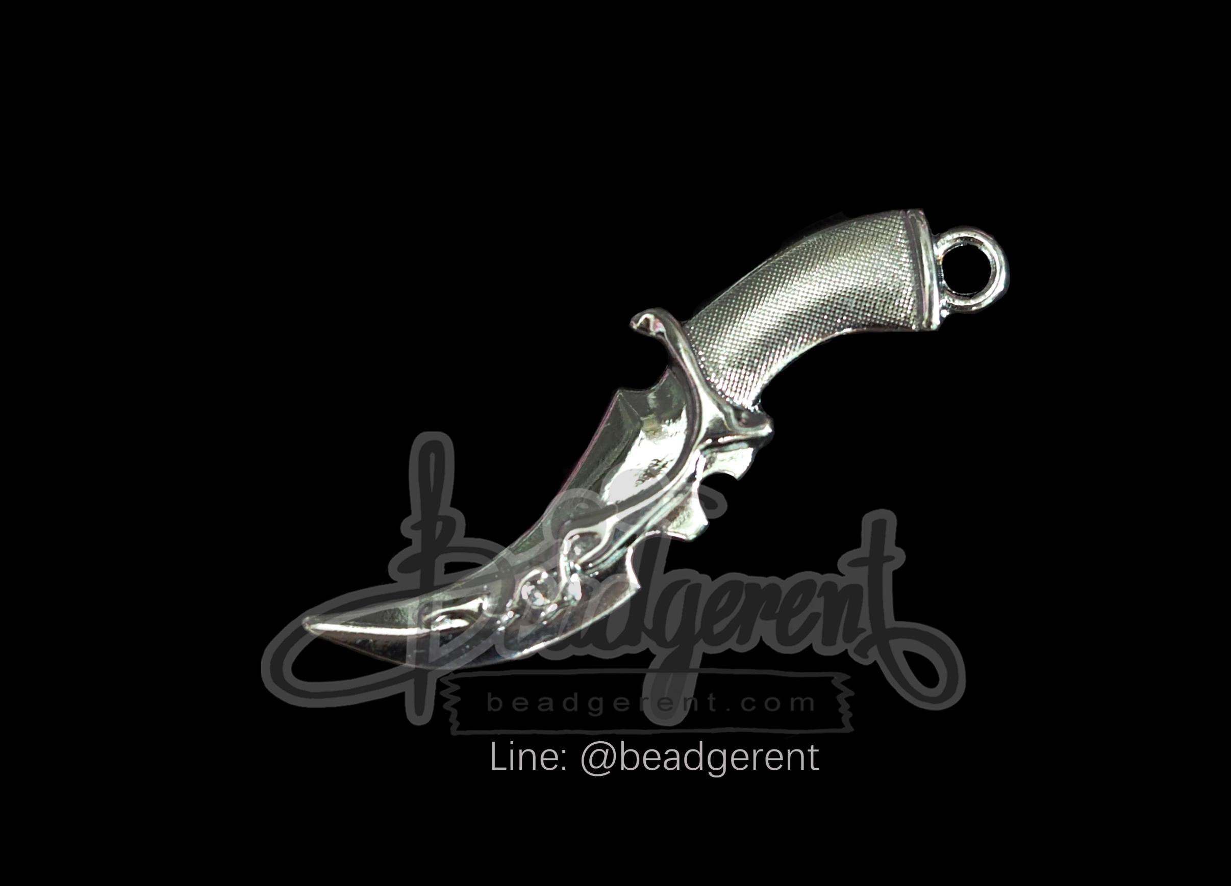 จี้เหล็ก 190 13*49มม. ลายมีด สีเงิน (1 ชิ้น) SKU-00565