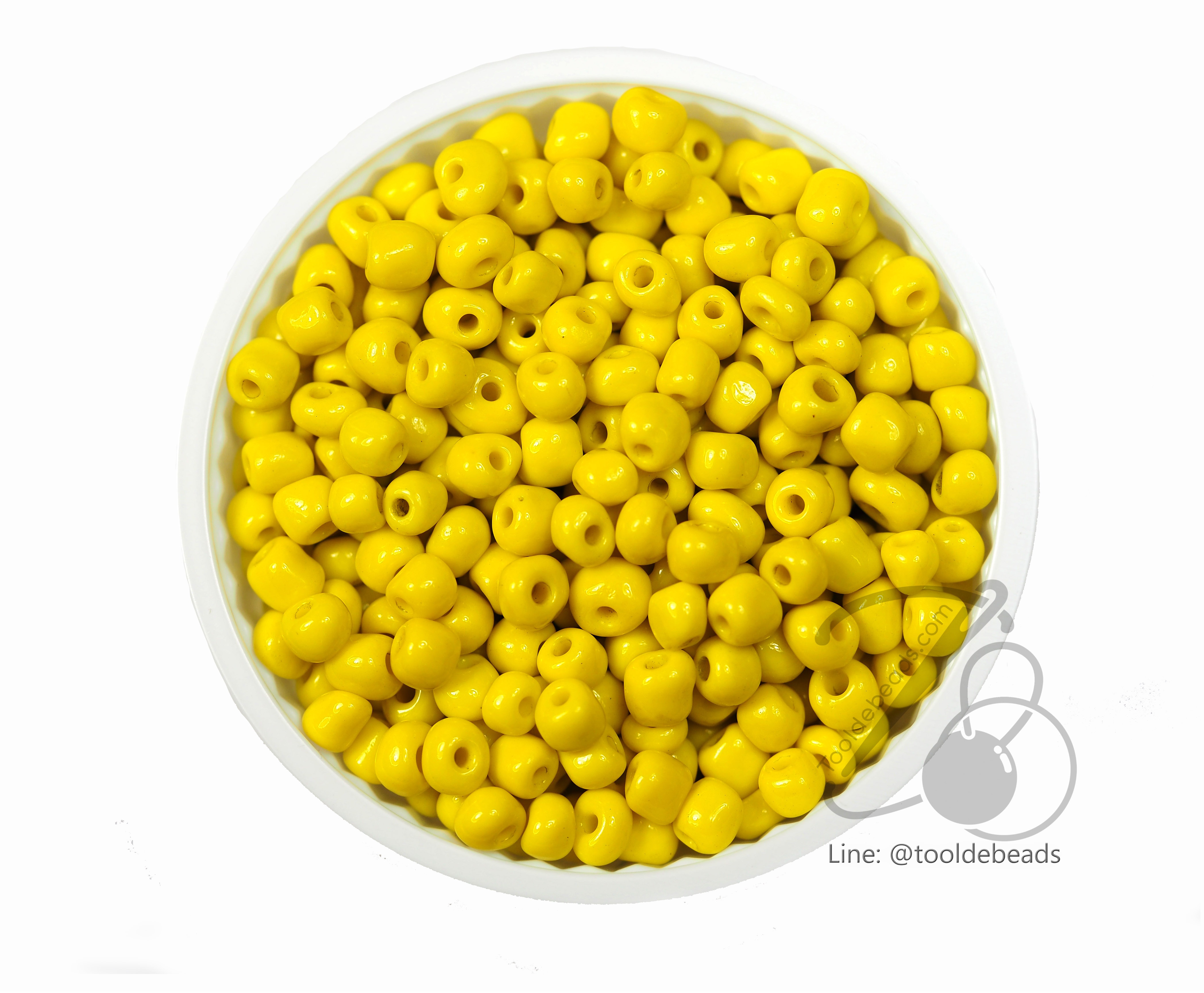 ลูกปัดเม็ดทราย 6/0 โทนด้าน สีเหลือง (100 กรัม) SKU-03842