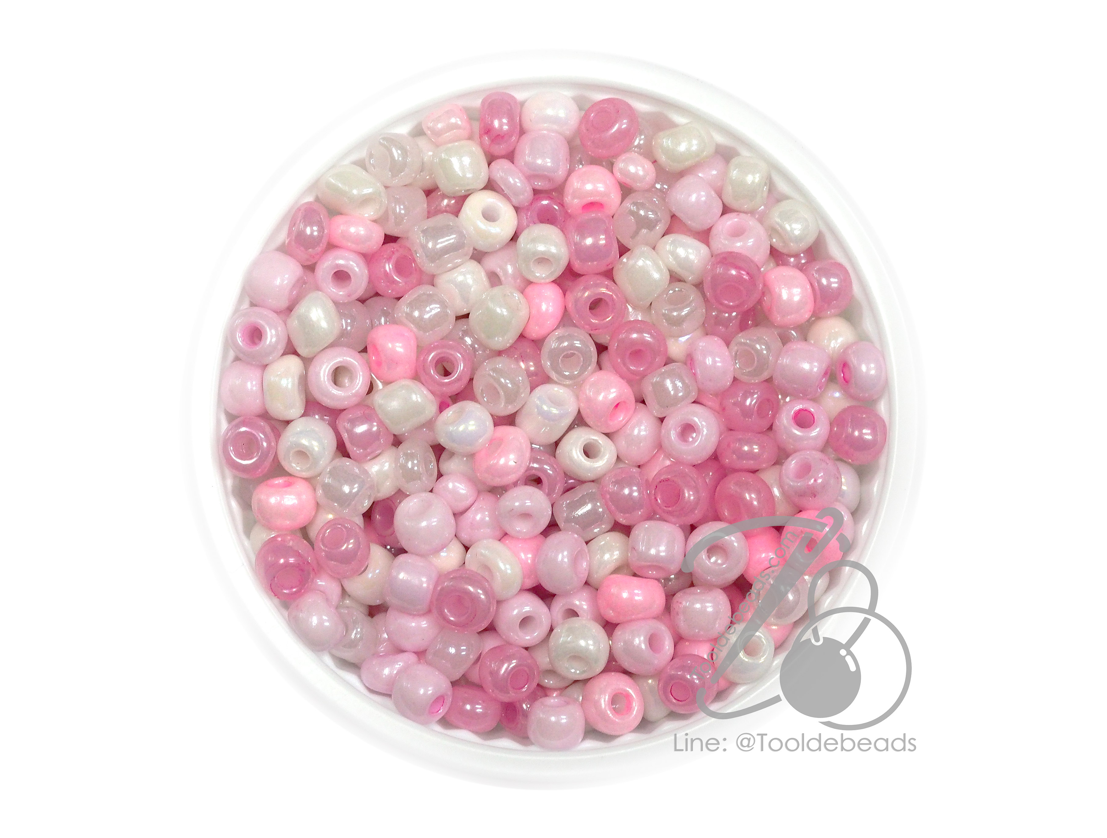 OK Brand ลูกปัดเม็ดทราย 6/0 โทนมุก สีชมพูแคนดี้ (100 กรัม) SKU-14720