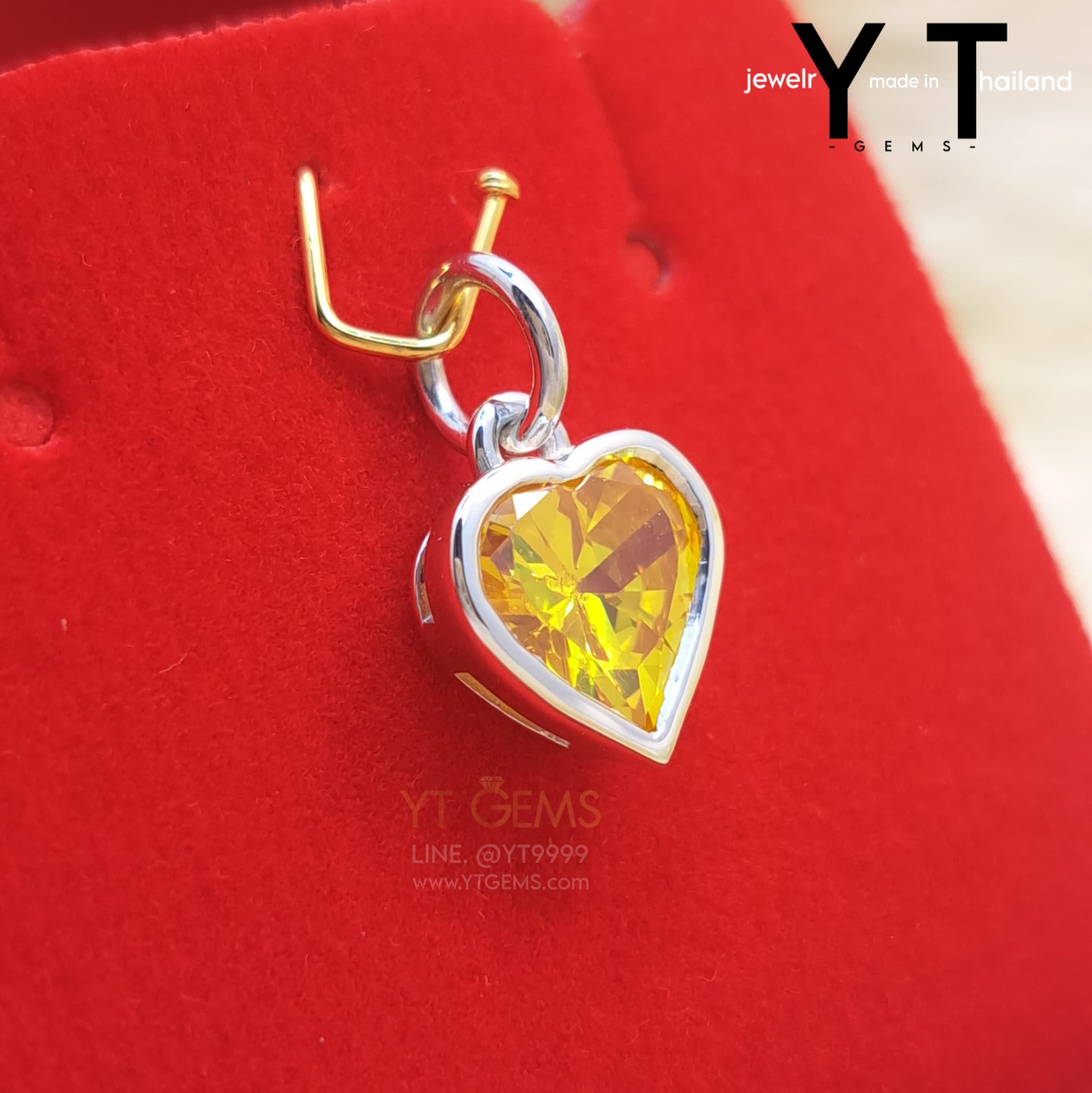 จี้หัวใจ บุษราคัม จี้ เงินแท้ พลอยบุษราคัม cz YTG-9191 YTGEMS whole