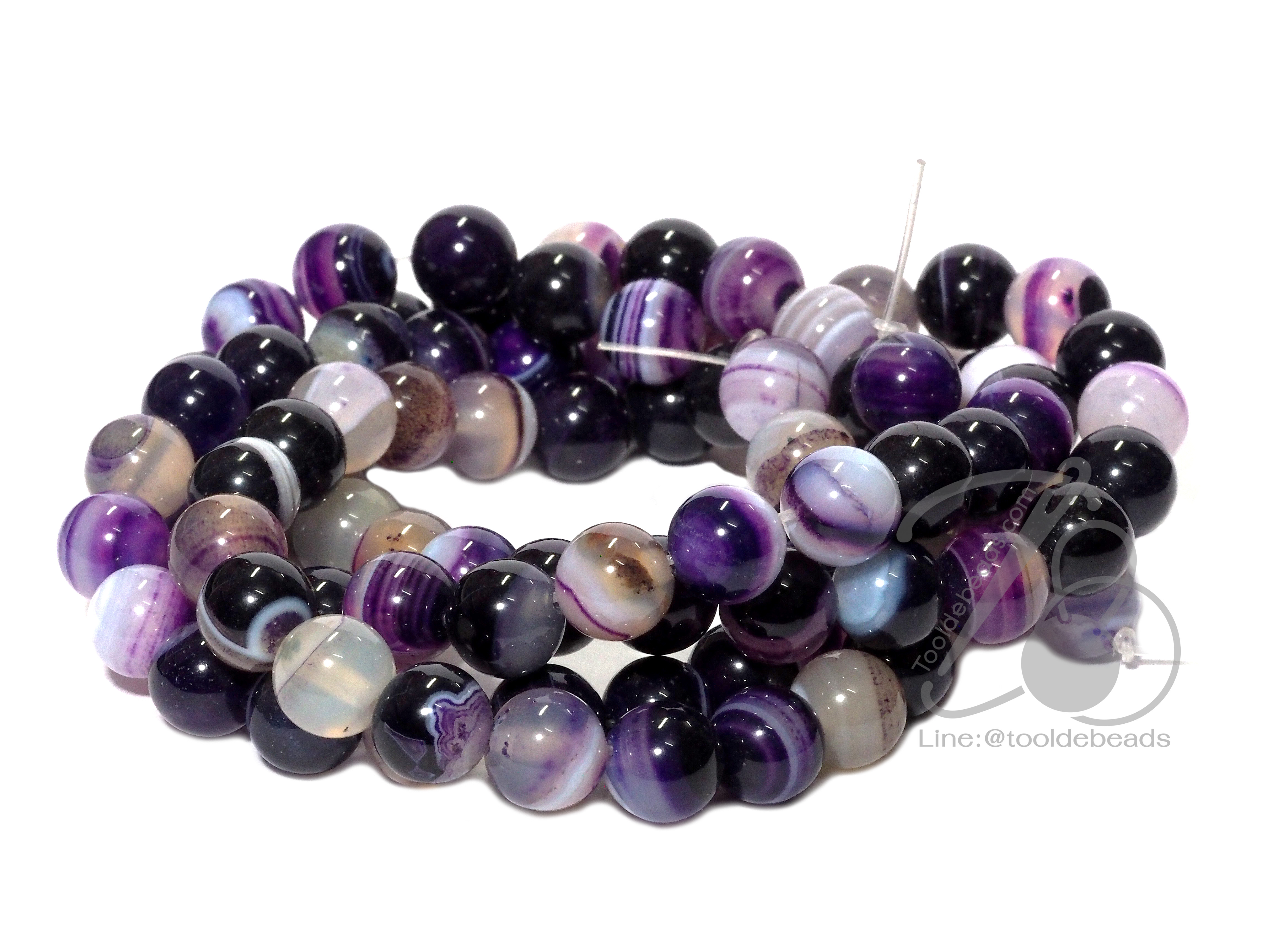หิน purple agate 8มม. (47 เม็ด) SKU-01260