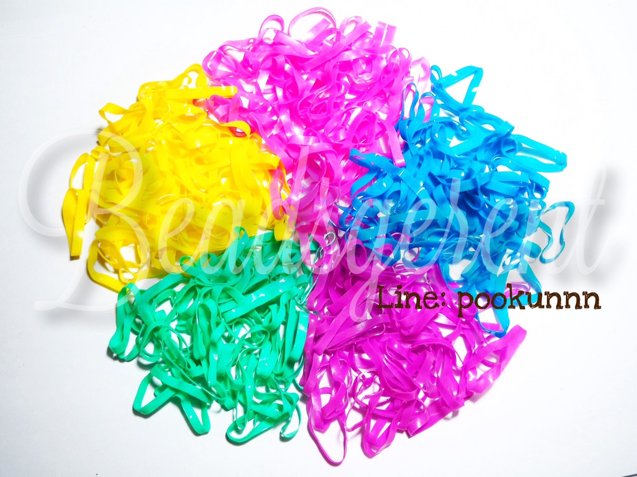 หนังยางรัดผม 3.5มม. สีผสม 24 เส้นใหญ่ (1 กิโลกรัม) SKU-05360