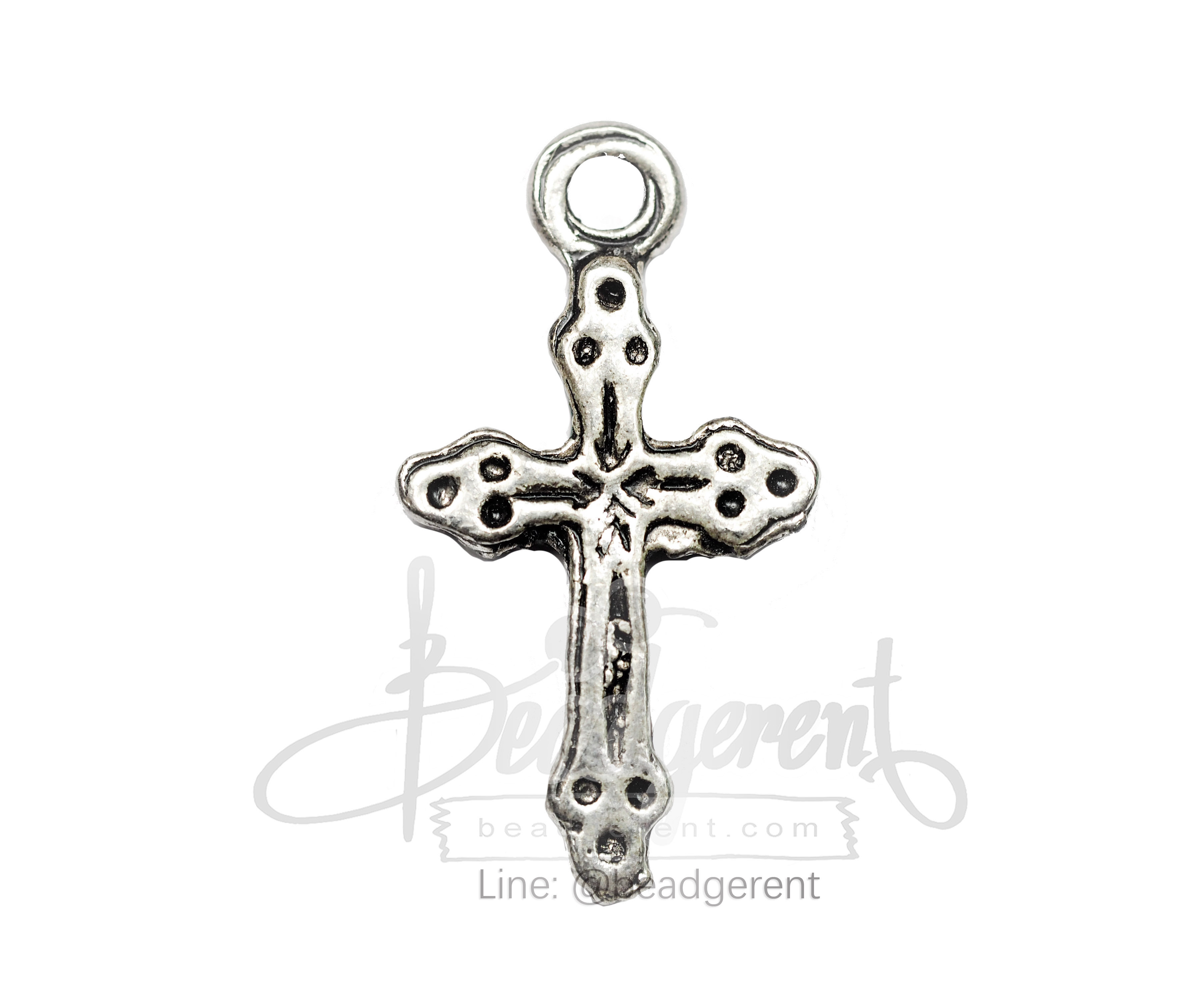 ลูกปัดโรเดียม 10 18มม. ลายไม้กางเขน (1 ชิ้น) SKU-03277