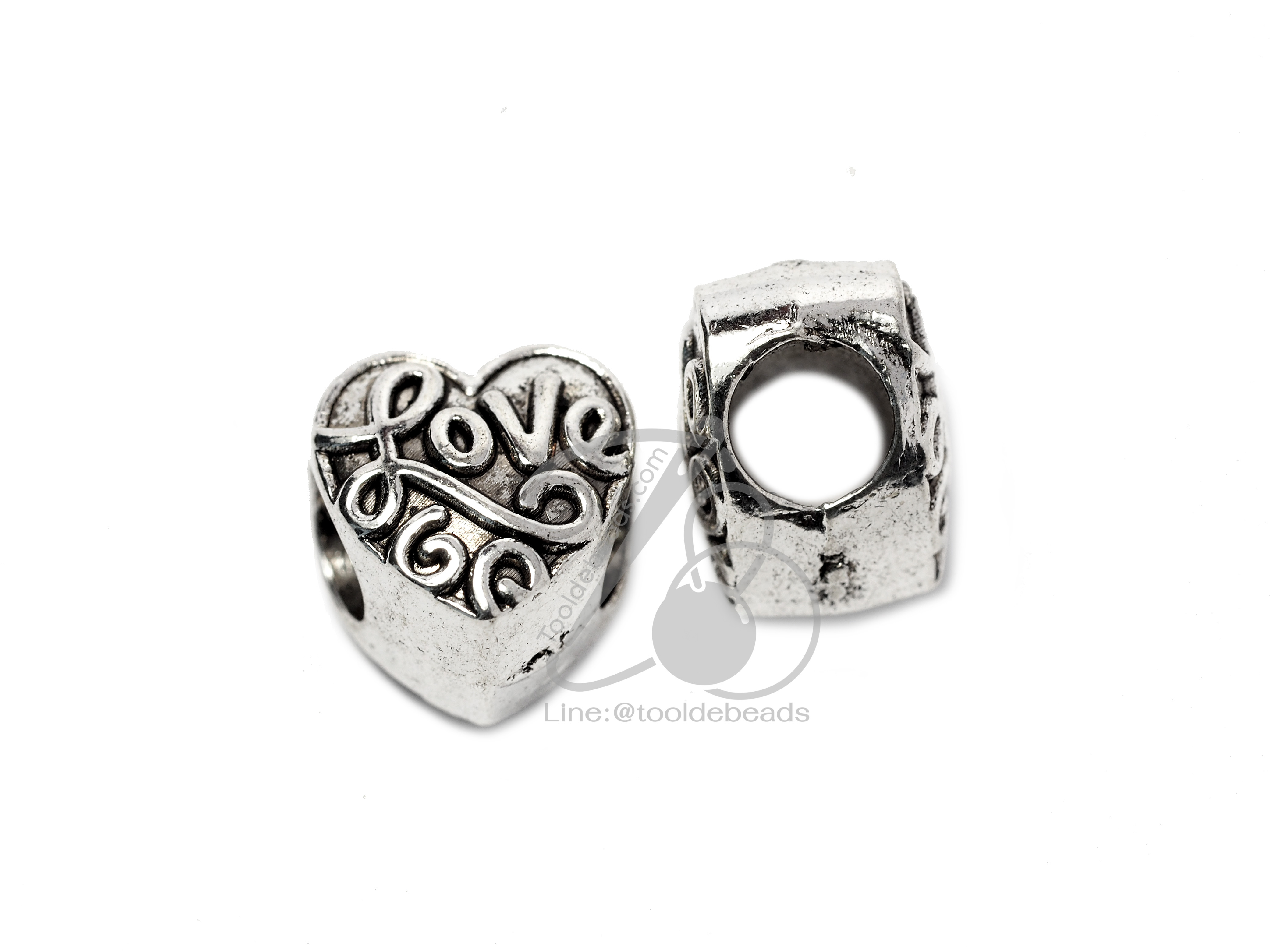 ลูกปัดโรเดียม 29 10มม. ลายหัวใจ (1 ชิ้น) SKU-03449