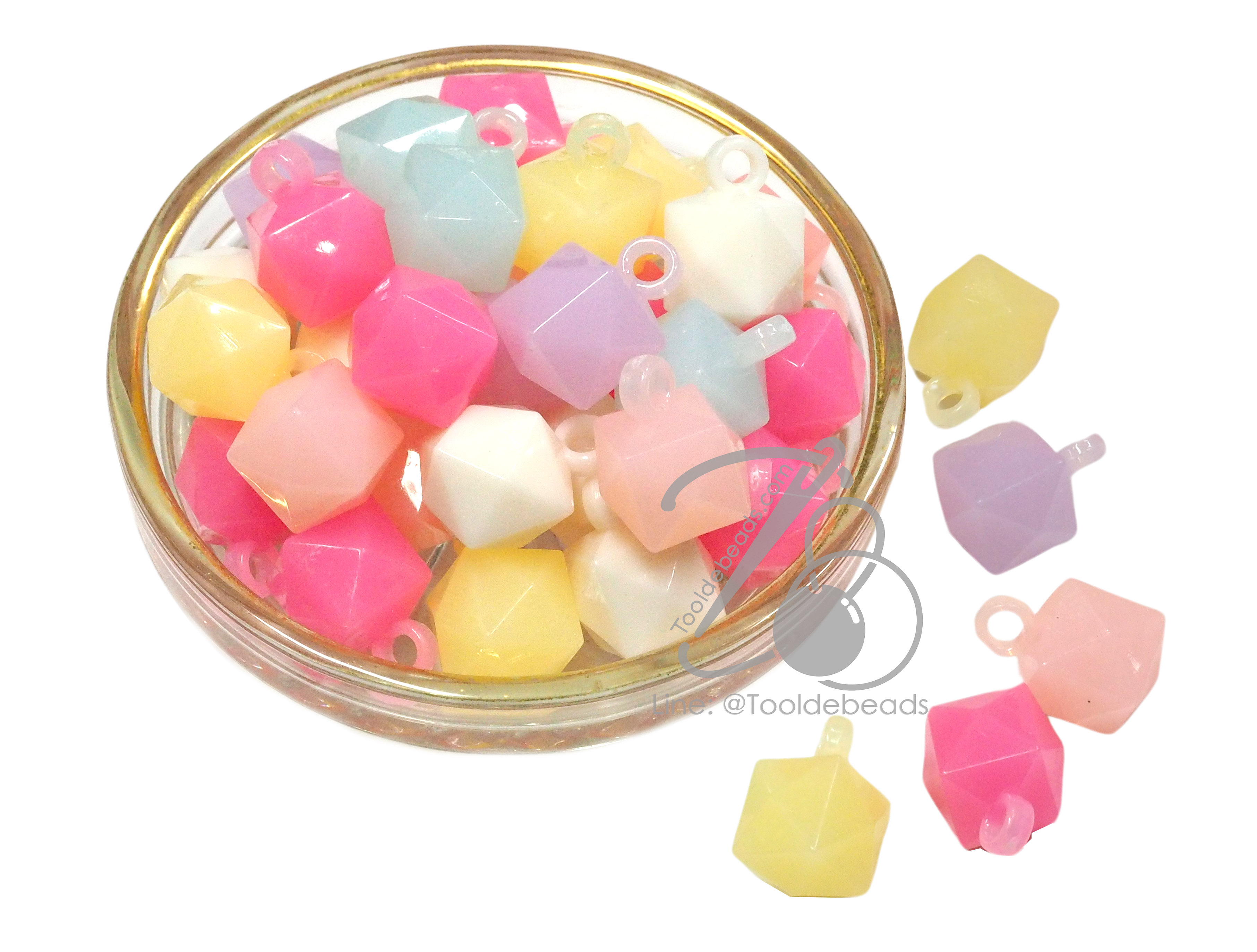 จี้อะคริลิค 16มม. ลายเต๋าเจีย คละสีเยลลี่หวาน (10 กรัม) SKU-15023