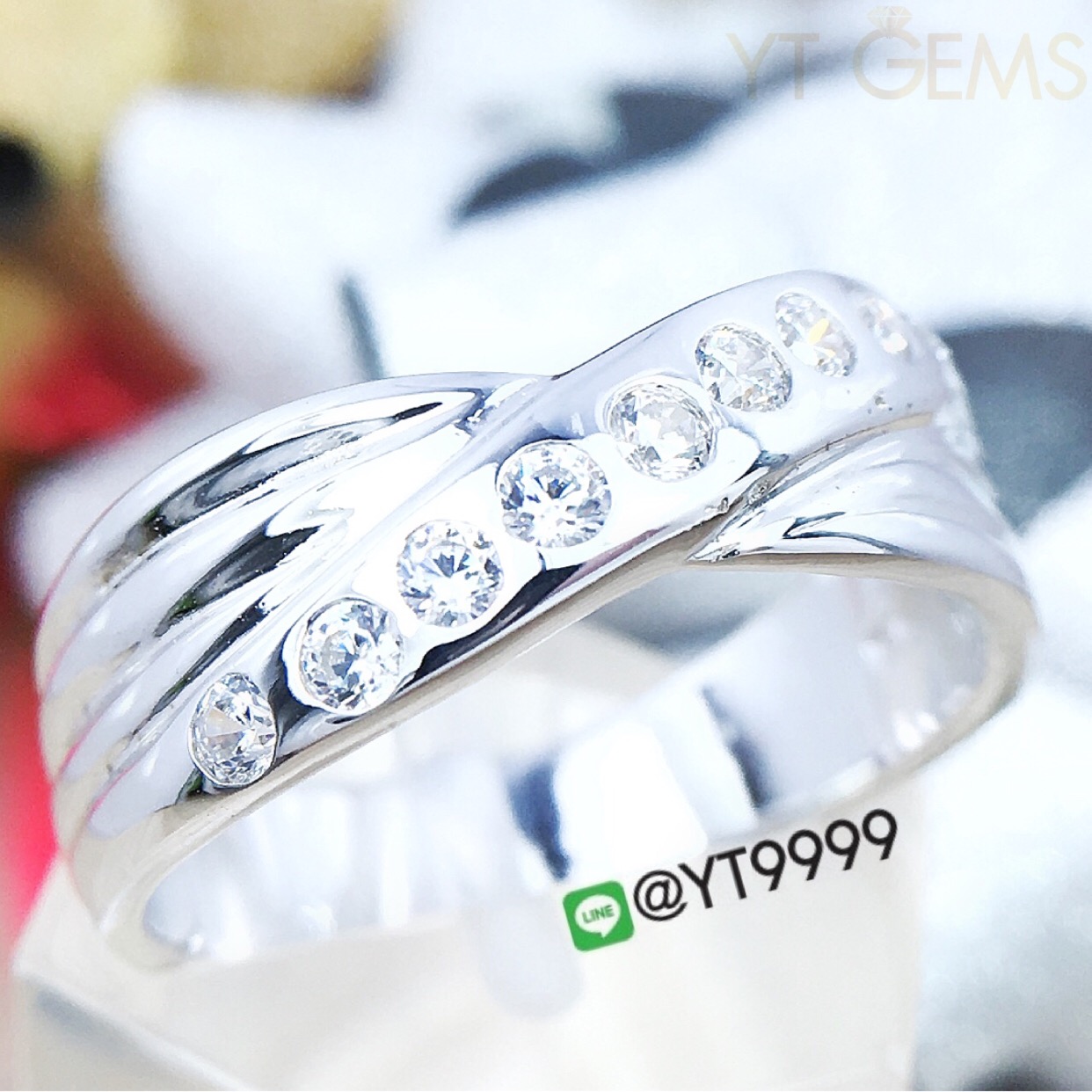 แหวนเพชร แหวนเงินแท้ ชุบทองคำขาว เพชร Swiss YTG-3302 YTGEMS