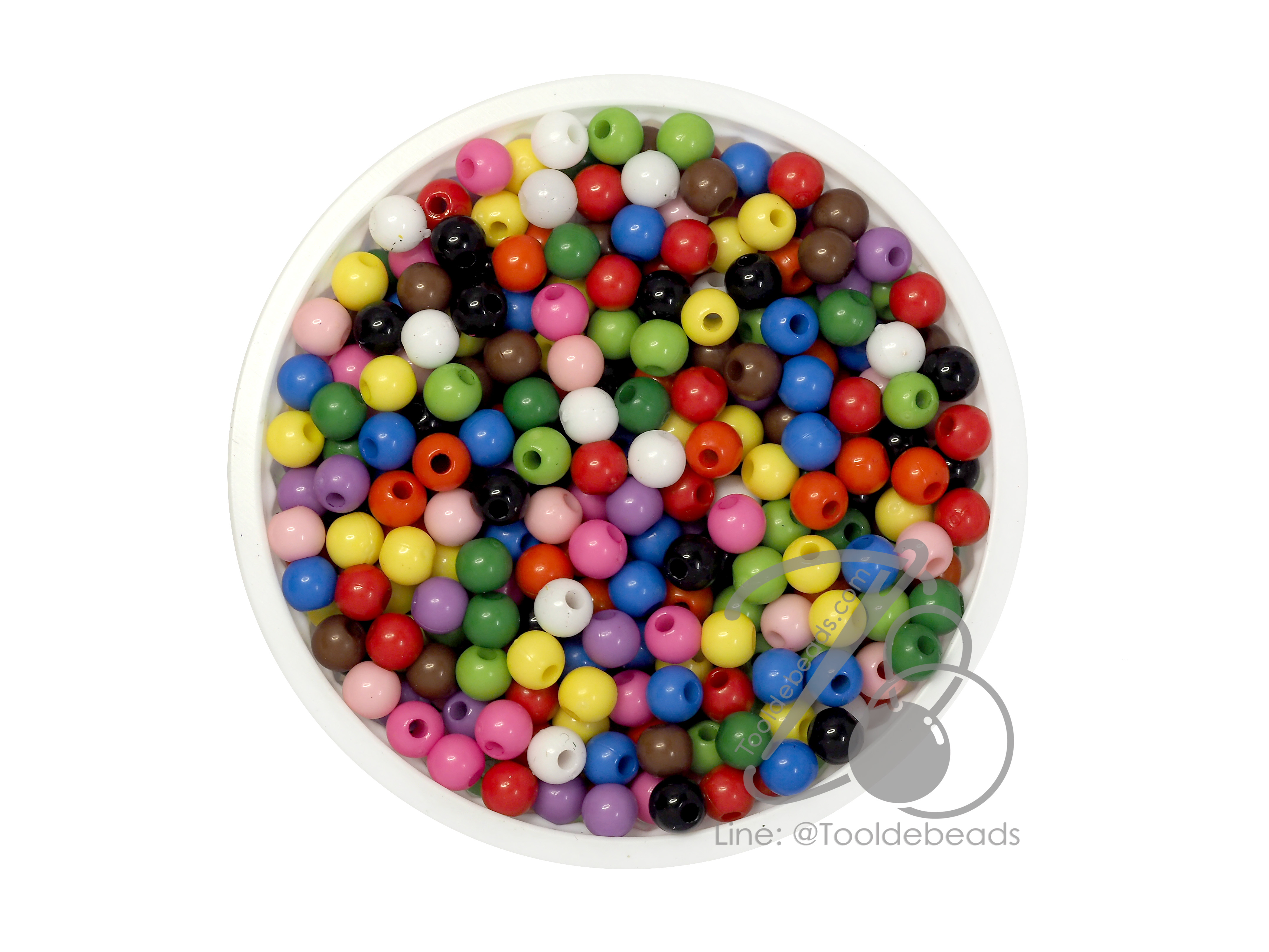 ลูกปัดอะคริลิค 4มม. ทรงกลม สีสด (500 กรัม) SKU-07728