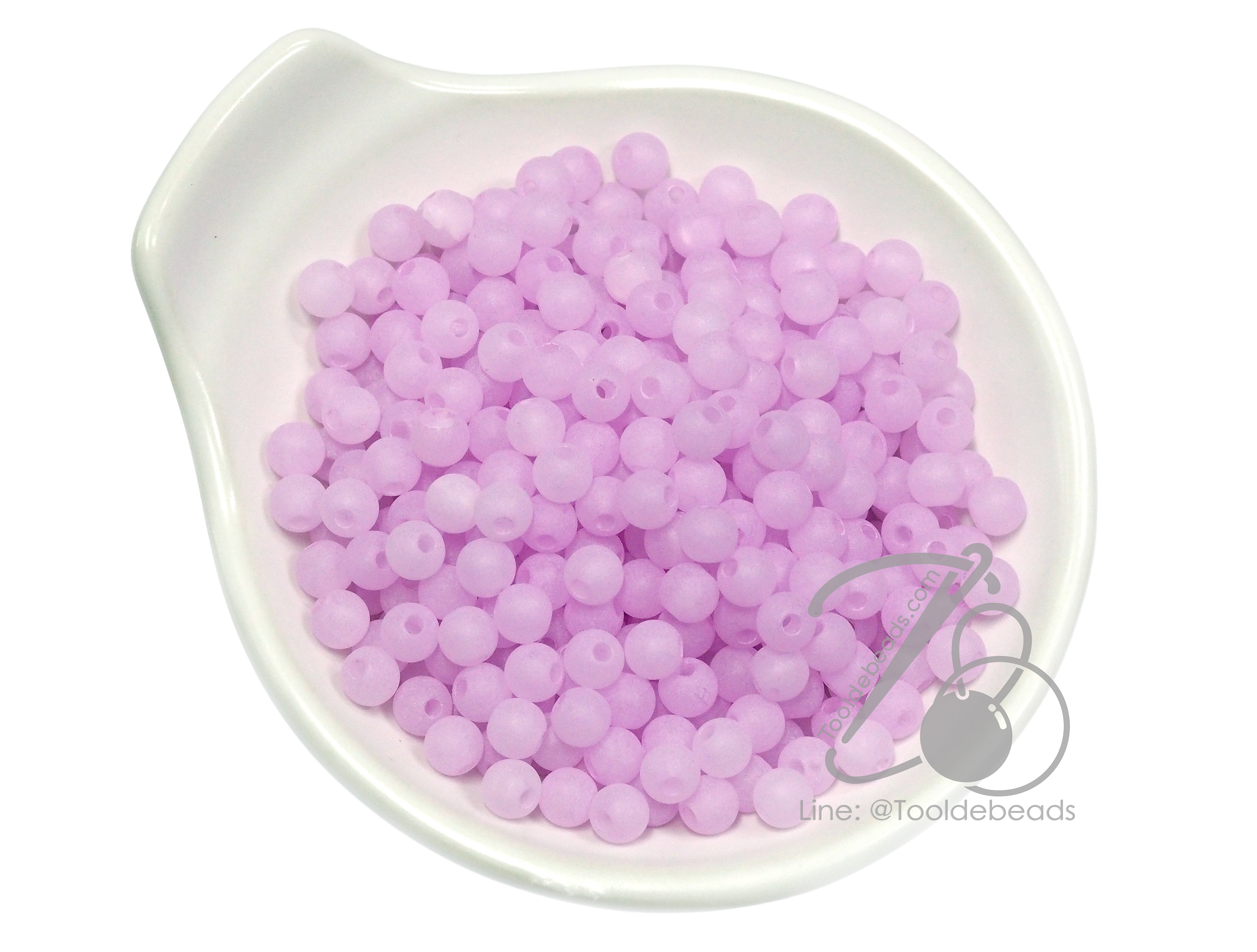 ลูกปัดเนื้อทราย 6มม. ทรงกลม สีม่วง (100 กรัม) SKU-15121