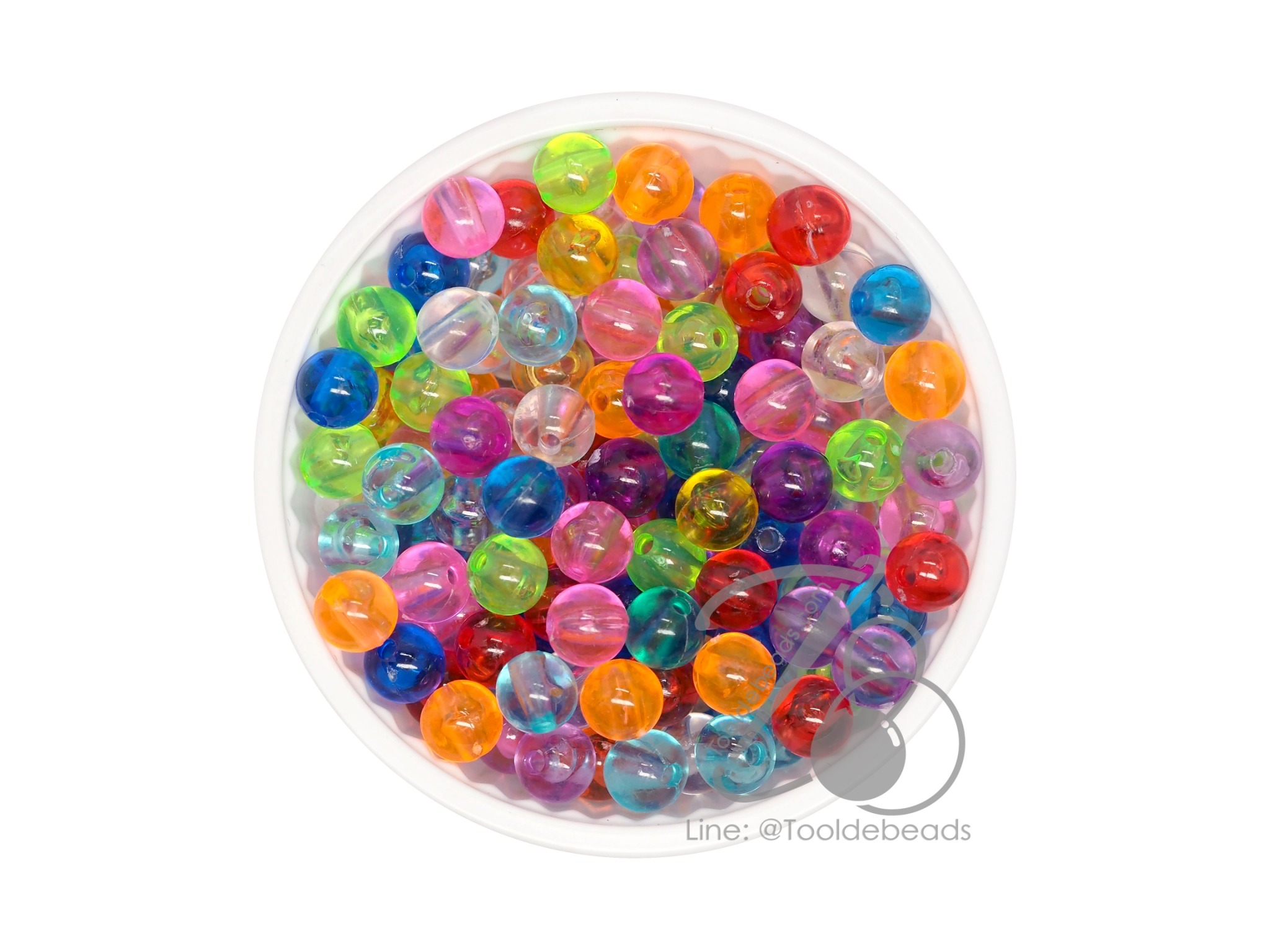ลูกปัดกิโล ตราเสือ 6มม. สีใส (100 กรัม) SKU-09444