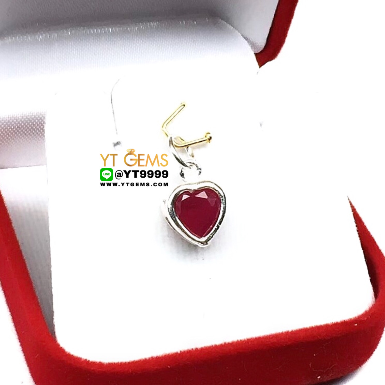 จี้หัวใจ จี้ทับทิม จี้เงินแท้ 92.5% ประดับ พลอยทับทิมชาตั้ม YTG-9194 YTGEMS