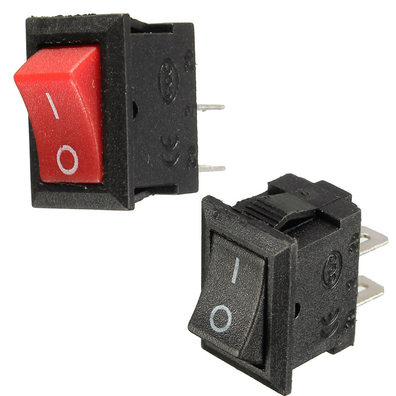 250V 3A Mini Boat Rocker Switch SPST ON-OFF 2-Pin Black Plastic Button