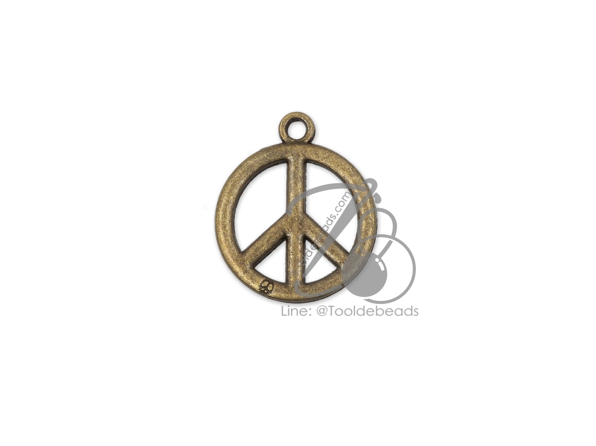 จี้เหล็ก 560 27มม. ลายPEACEแบน สีสนิม (1 ชิ้น) SKU-09716