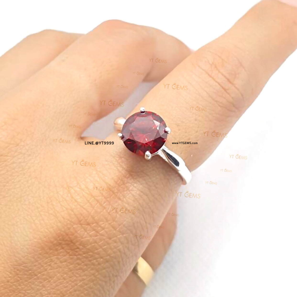 แหวนโกเมน แหวนเงินแท้ พลอยโกเมน (CZ) YTG-11387 YTGEMS