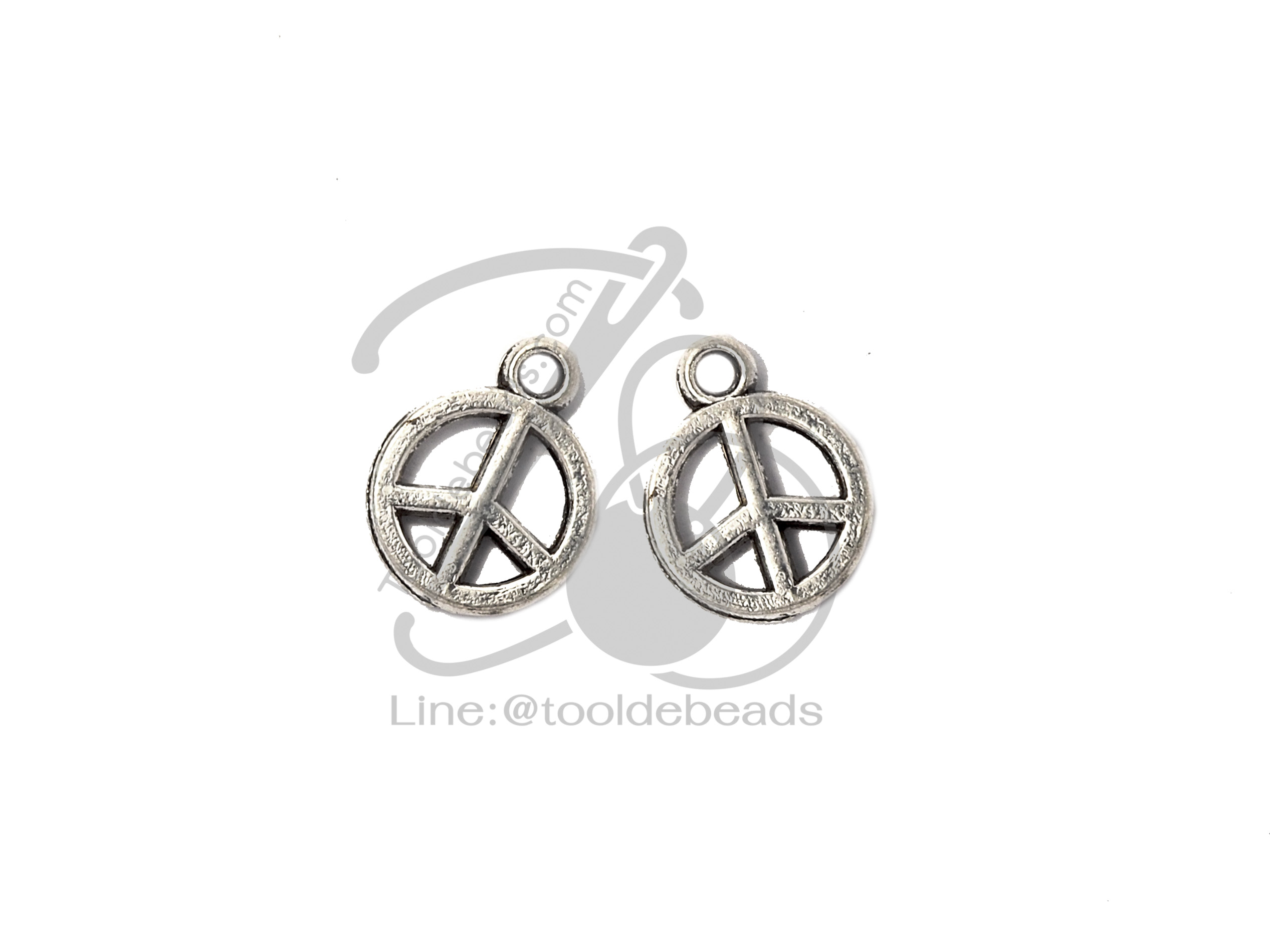 ลูกปัดโรเดียม 48 8มม. ลายPEACE (1 ชิ้น) SKU-03472